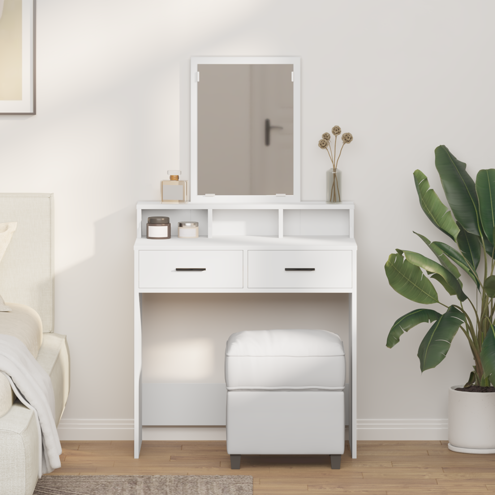 Dressing Table with Drawers White 79x41x140 cm