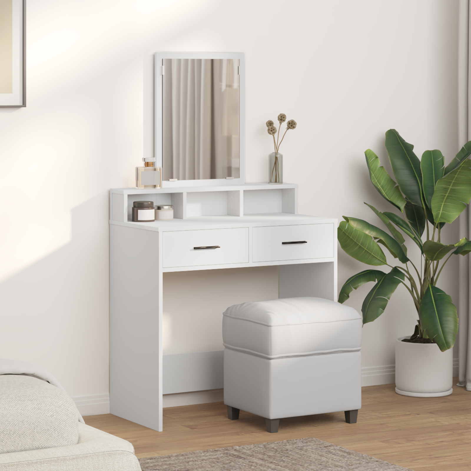 Dressing Table with Drawers White 79x41x140 cm - Image 4