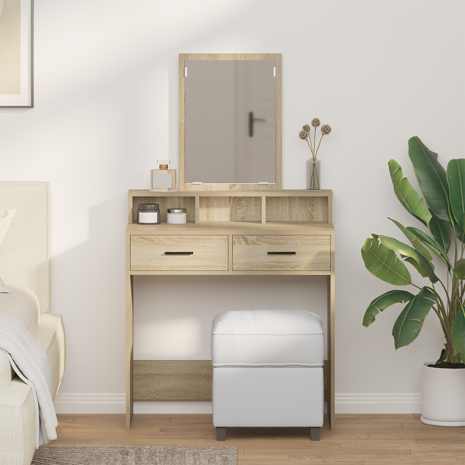 Dressing Table with Drawers in Sonoma Oak - 79x41x140 cm