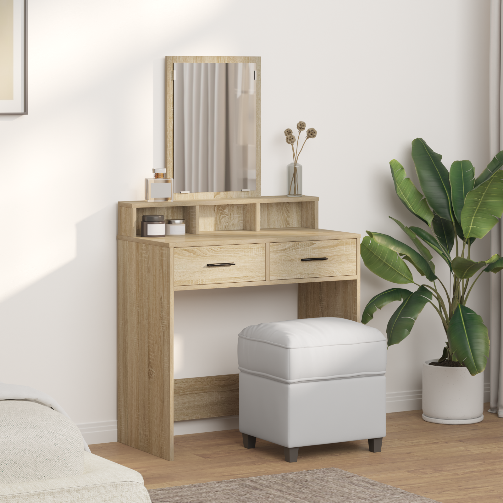Dressing Table with Drawers in Sonoma Oak - 79x41x140 cm - Image 4