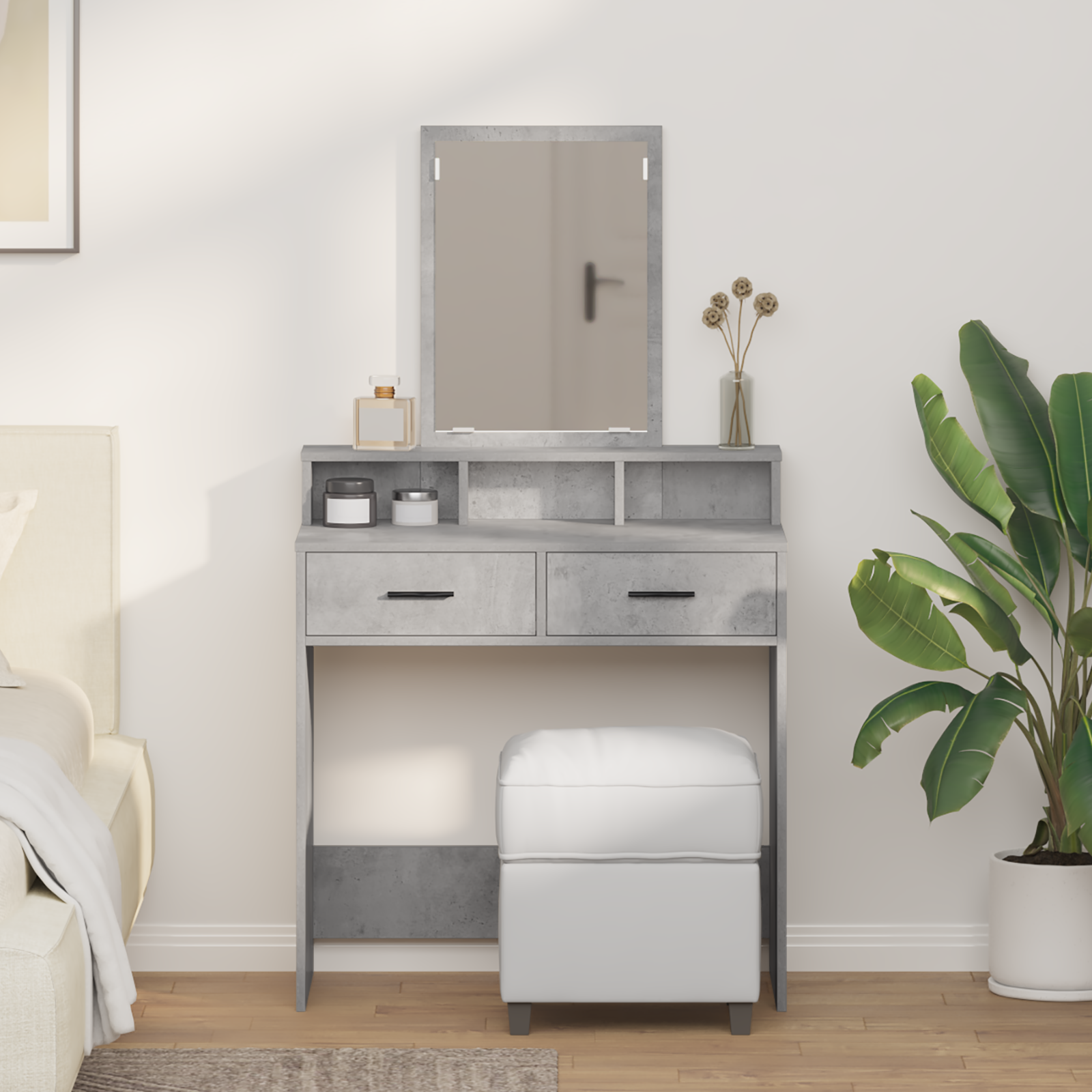 Dressing Table with Drawers Concrete Grey 79x41x140 cm