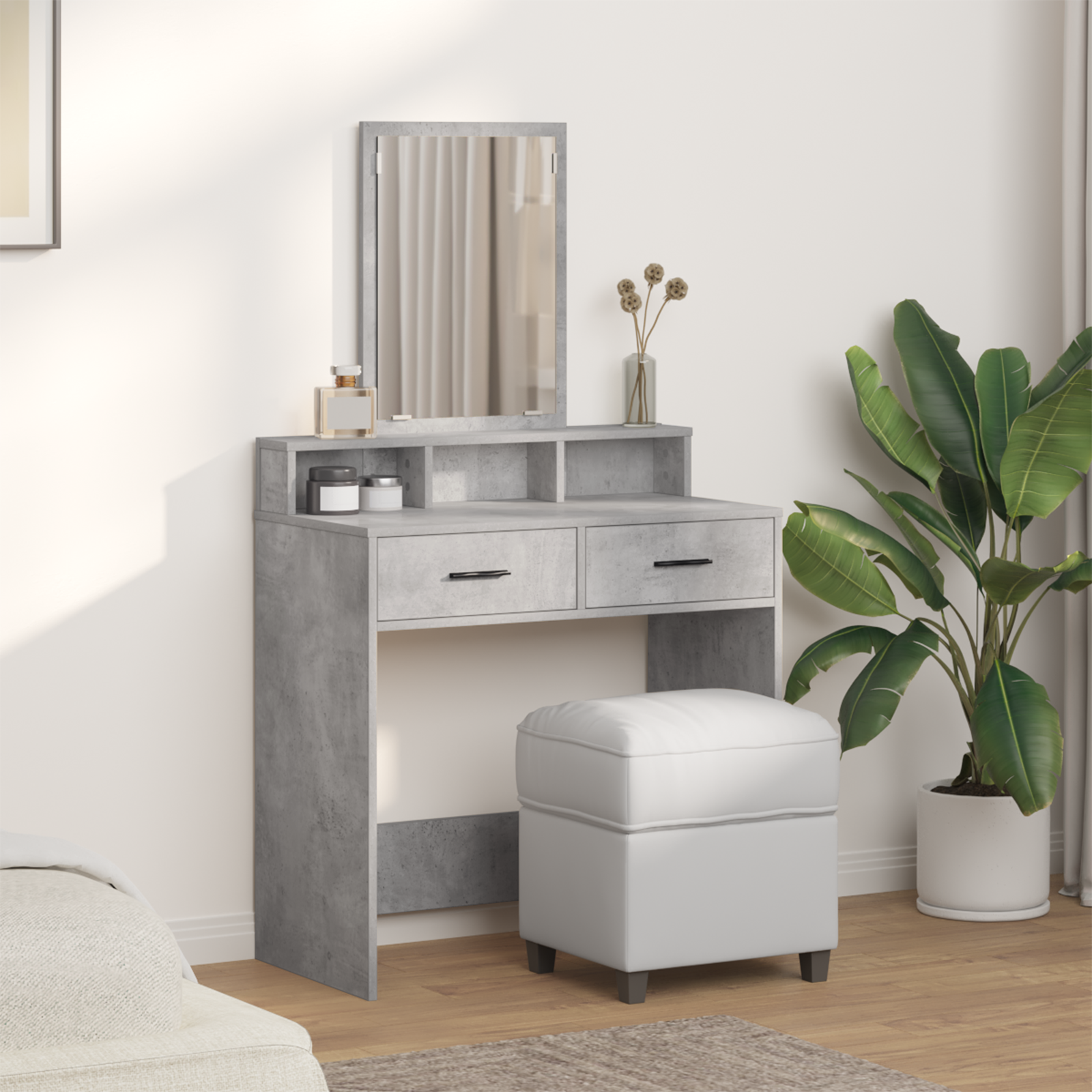 Dressing Table with Drawers Concrete Grey 79x41x140 cm - Image 4