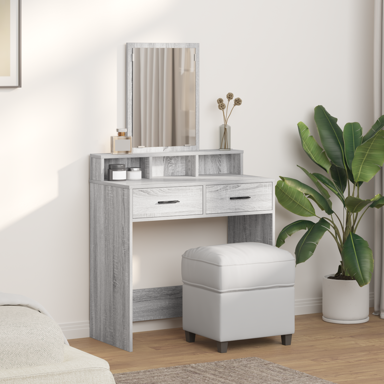 Grey Sonoma Dressing Table with Drawers - 79x41x140 cm - Image 4