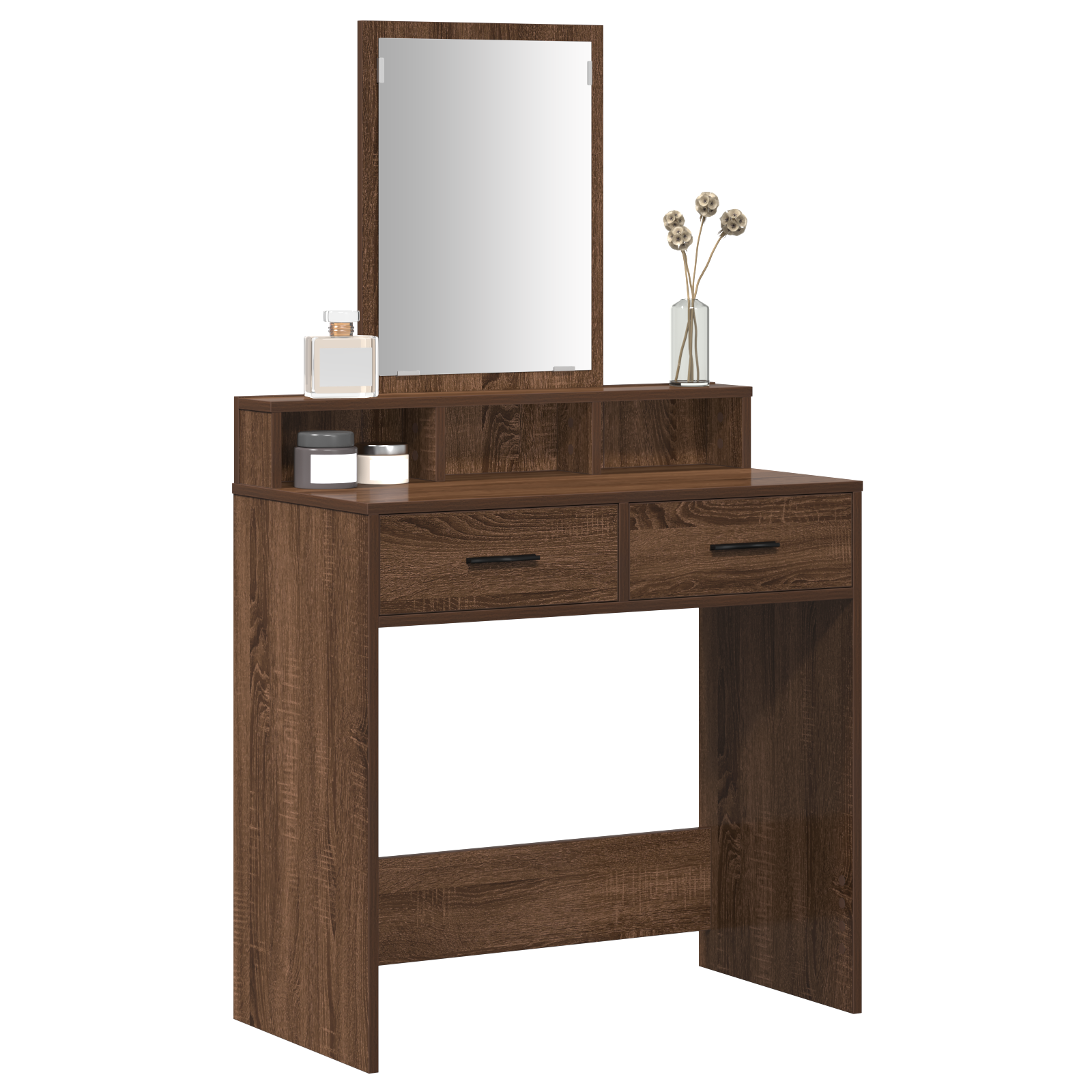Brown Oak Dressing Table with Drawers, 79x41x140 cm - Image 3