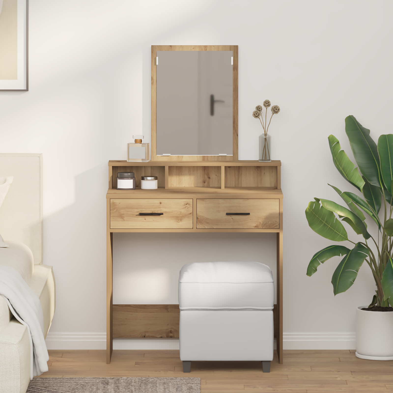 Dressing Table with Drawers - Artisan Oak - 79x41x140 cm