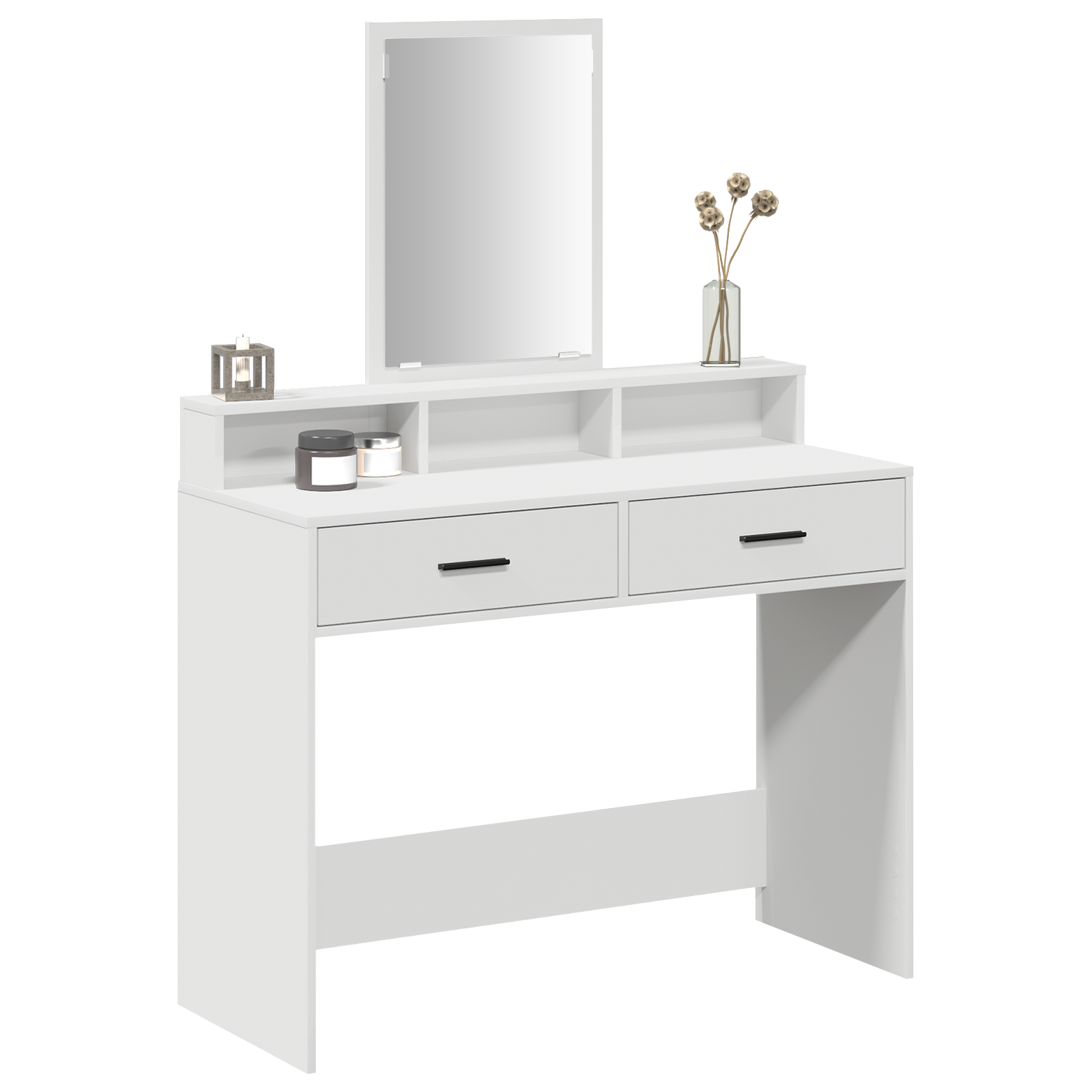White Dressing Table with Drawers, 100x41x140 cm - Image 3