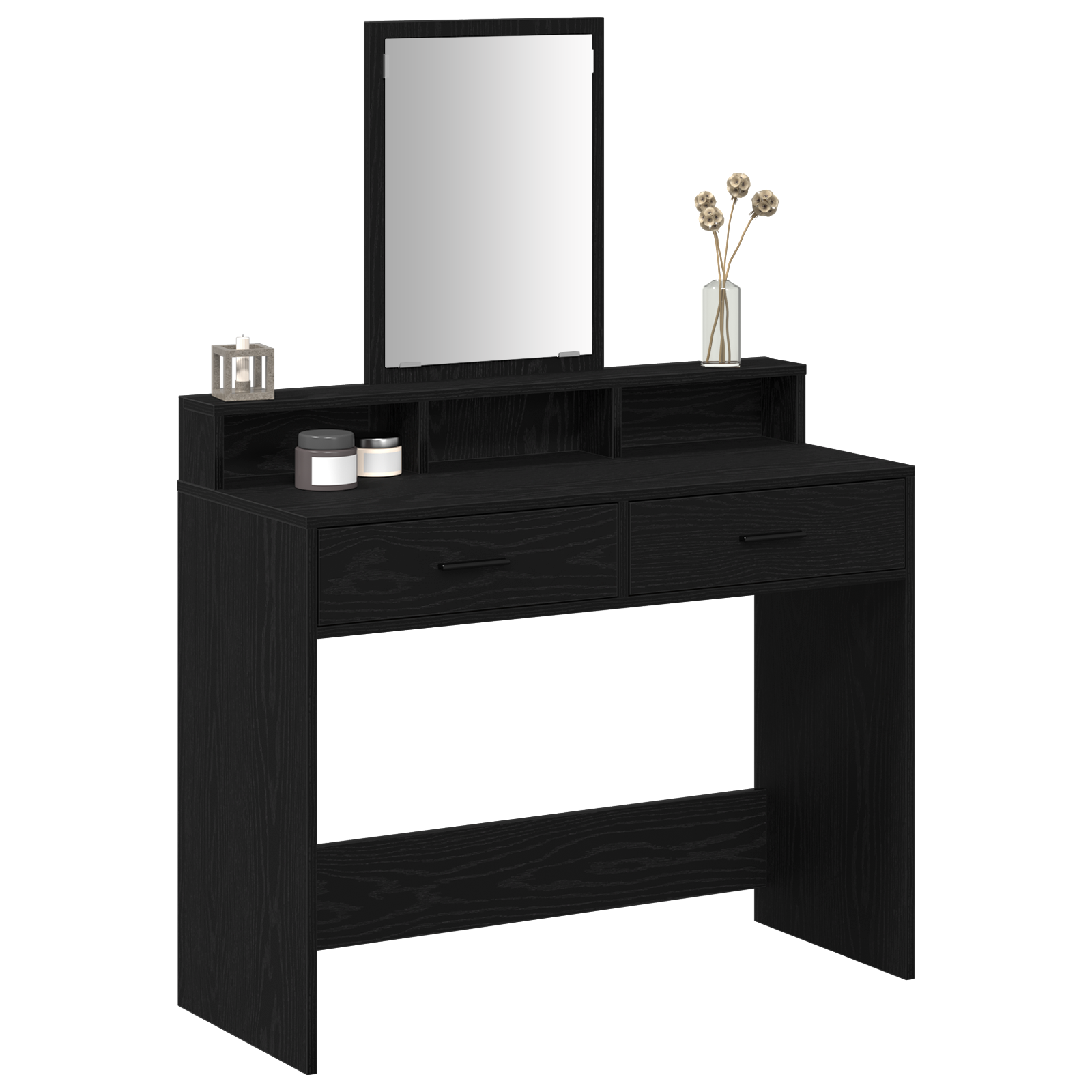 Black Oak Dressing Table with Drawers - 100x41x140 cm - Image 3