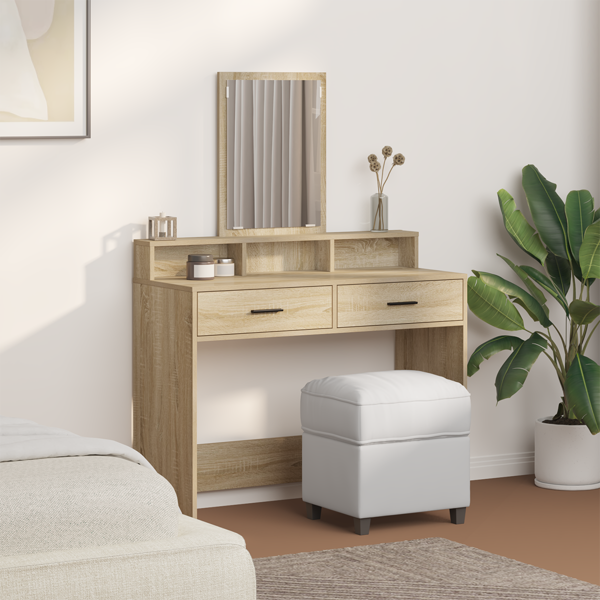Dressing Table with Drawers Sonoma Oak 100x41x140 cm - Image 4
