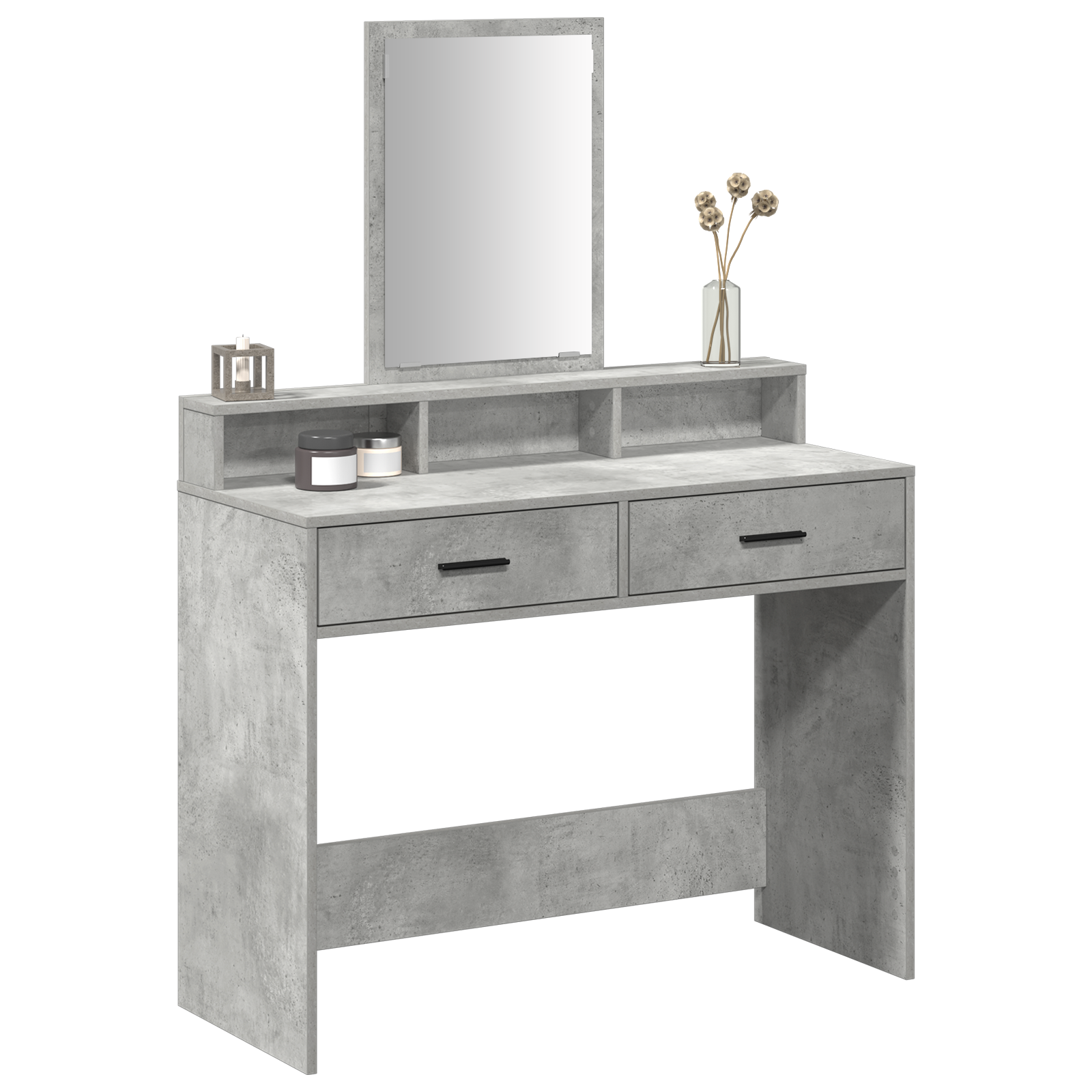 Dressing Table with Drawers - Concrete Grey, 100x41x140 cm - Image 3