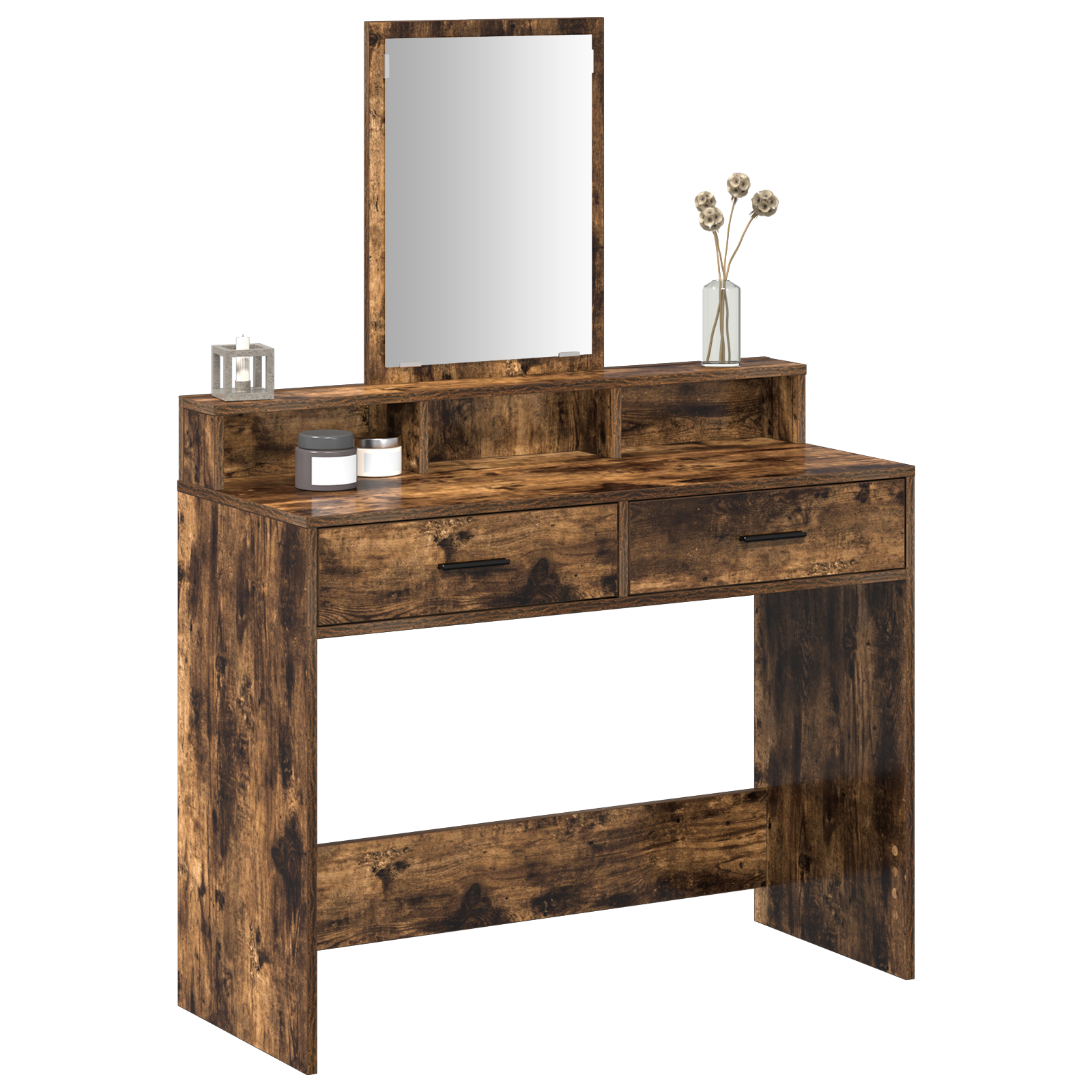 Dressing Table with Drawers - Smoked Oak, 100x41x140 cm - Image 3