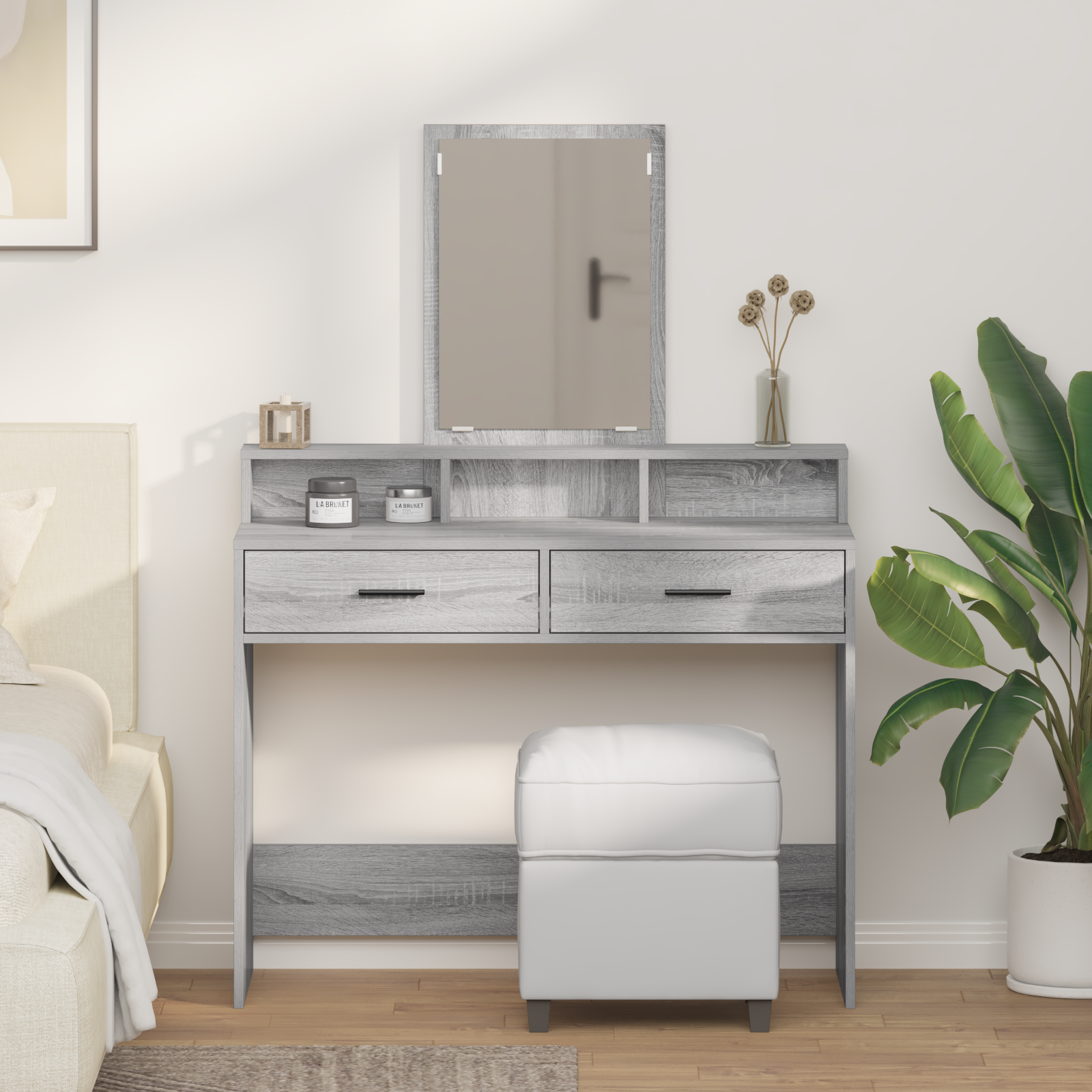 Dressing Table with Drawers Grey Sonoma 100x41x140 cm