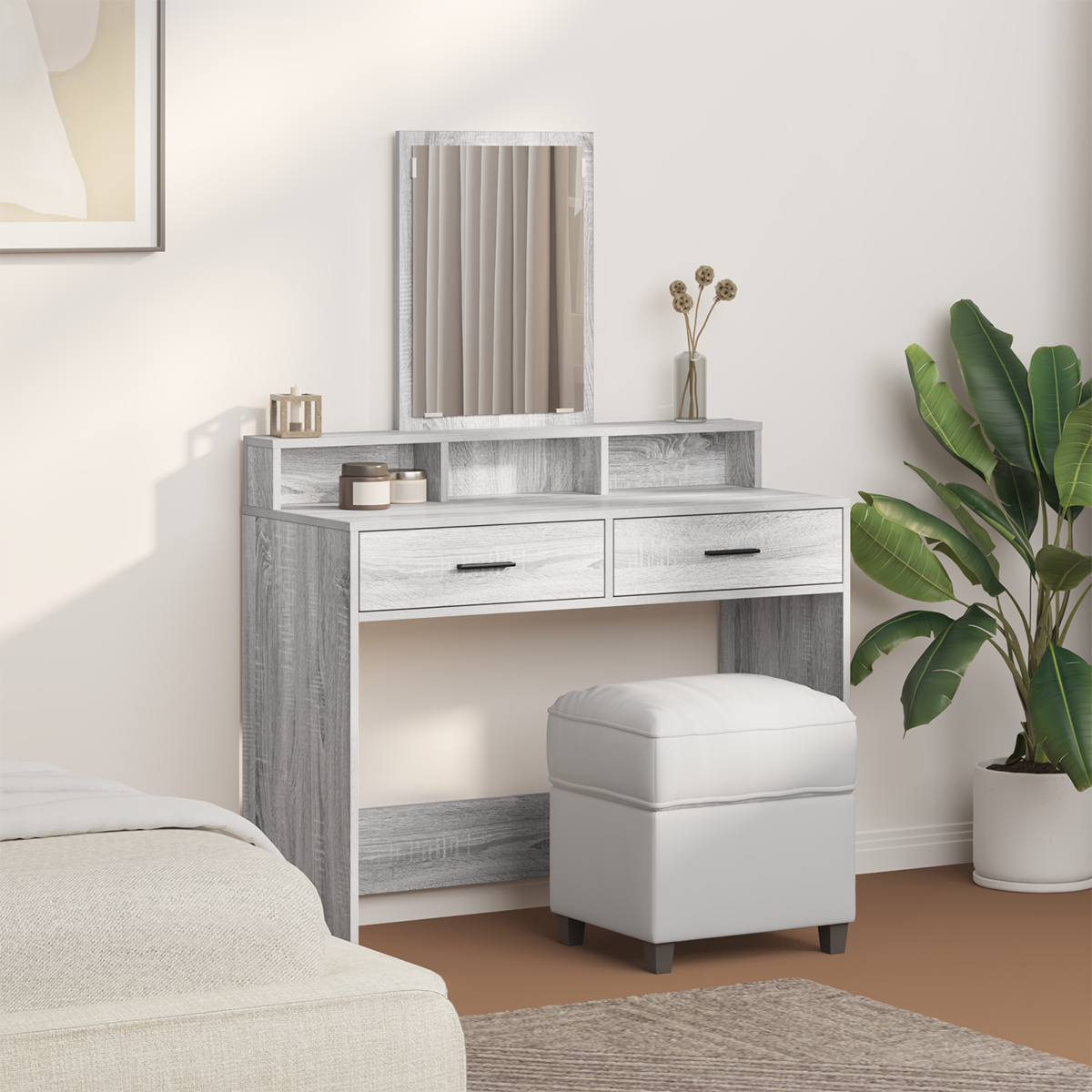 Dressing Table with Drawers Grey Sonoma 100x41x140 cm - Image 4