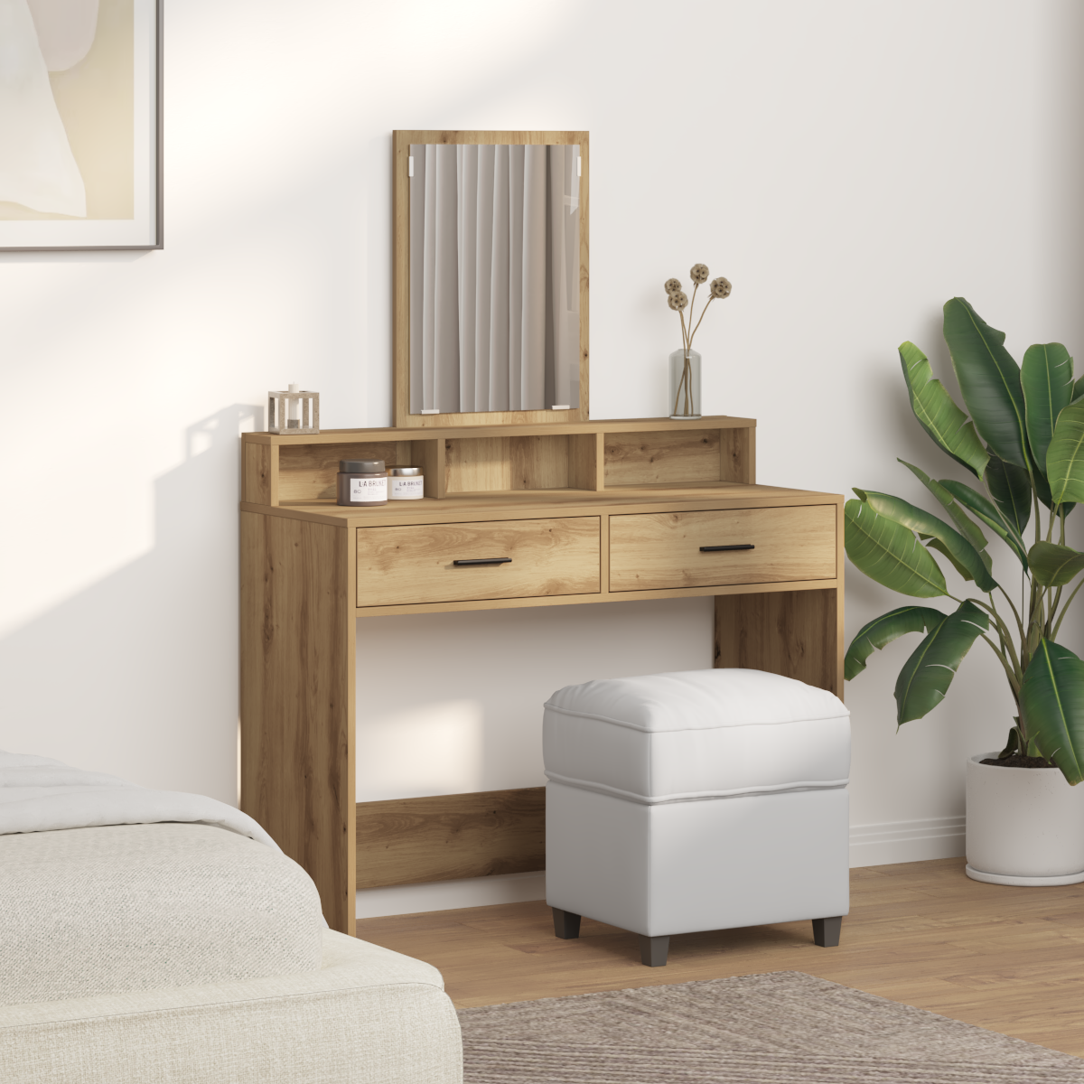 Dressing Table with Drawers - Artisan Oak, 100x41x140 cm - Image 4