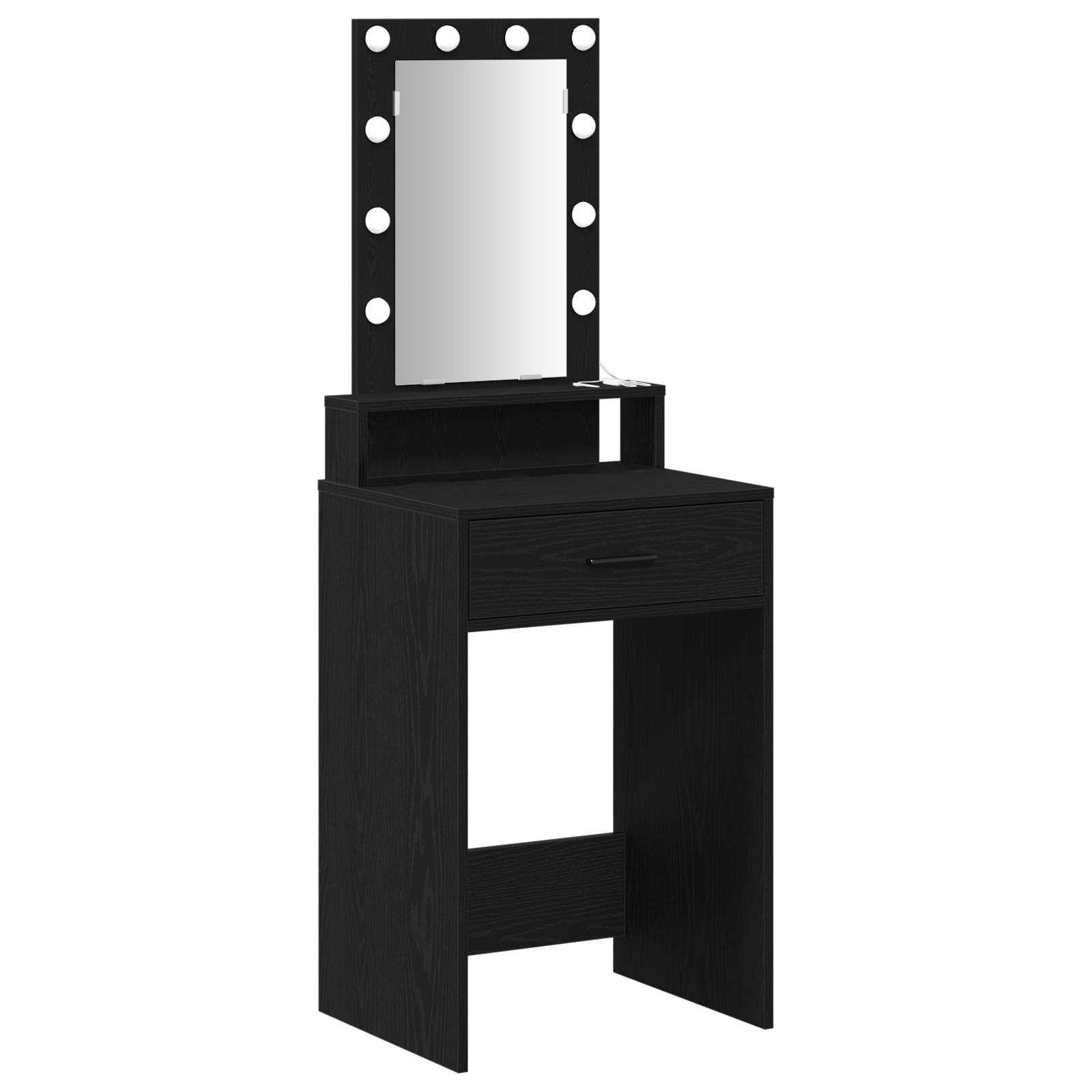 Makeup Table with LED Lights - Black Oak, 50x41x140 cm - Image 2