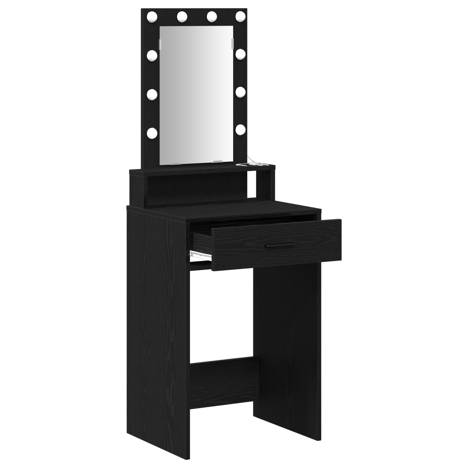 Makeup Table with LED Lights - Black Oak, 50x41x140 cm - Image 4