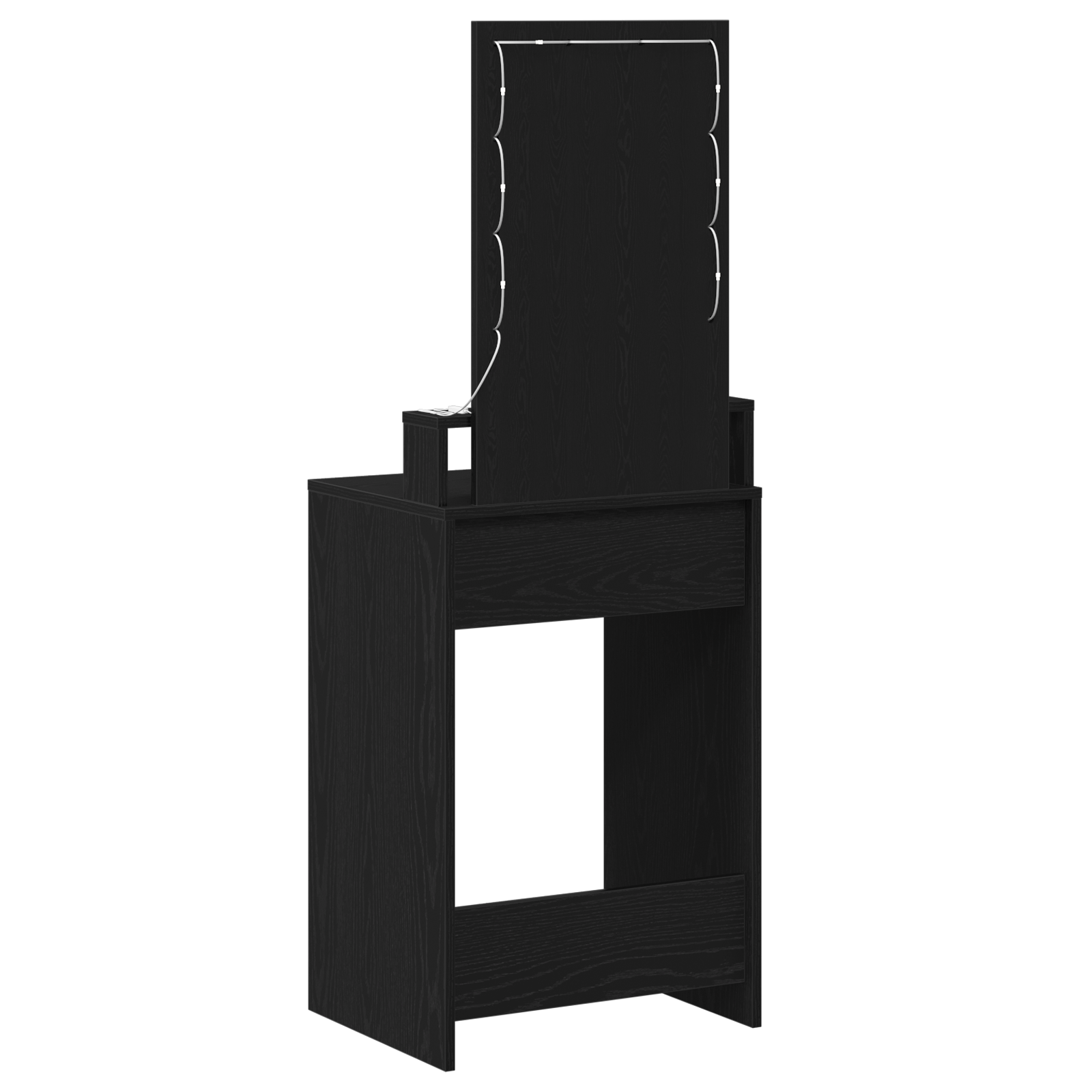 Makeup Table with LED Lights - Black Oak, 50x41x140 cm - Image 7