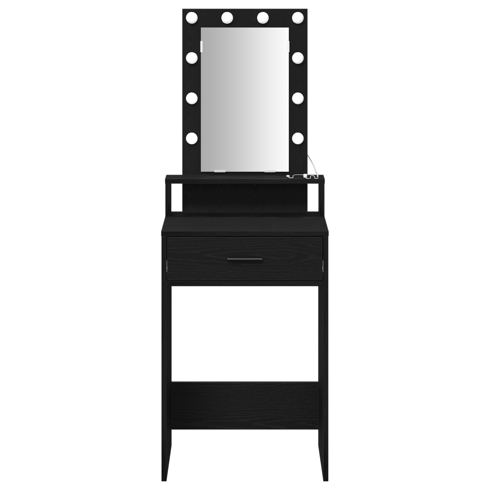 Makeup Table with LED Lights - Black Oak, 50x41x140 cm - Image 5