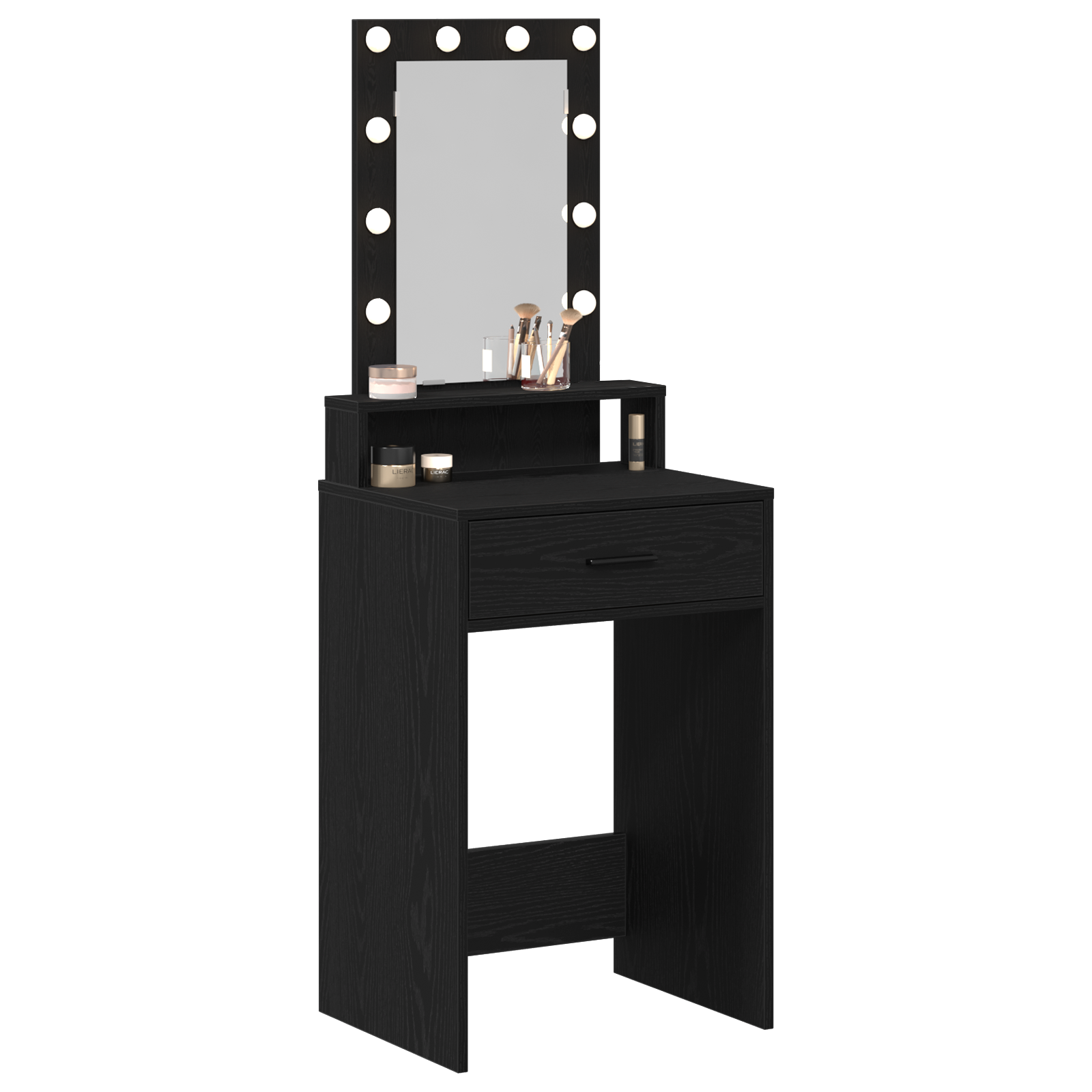 Makeup Table with LED Lights - Black Oak, 50x41x140 cm - Image 3