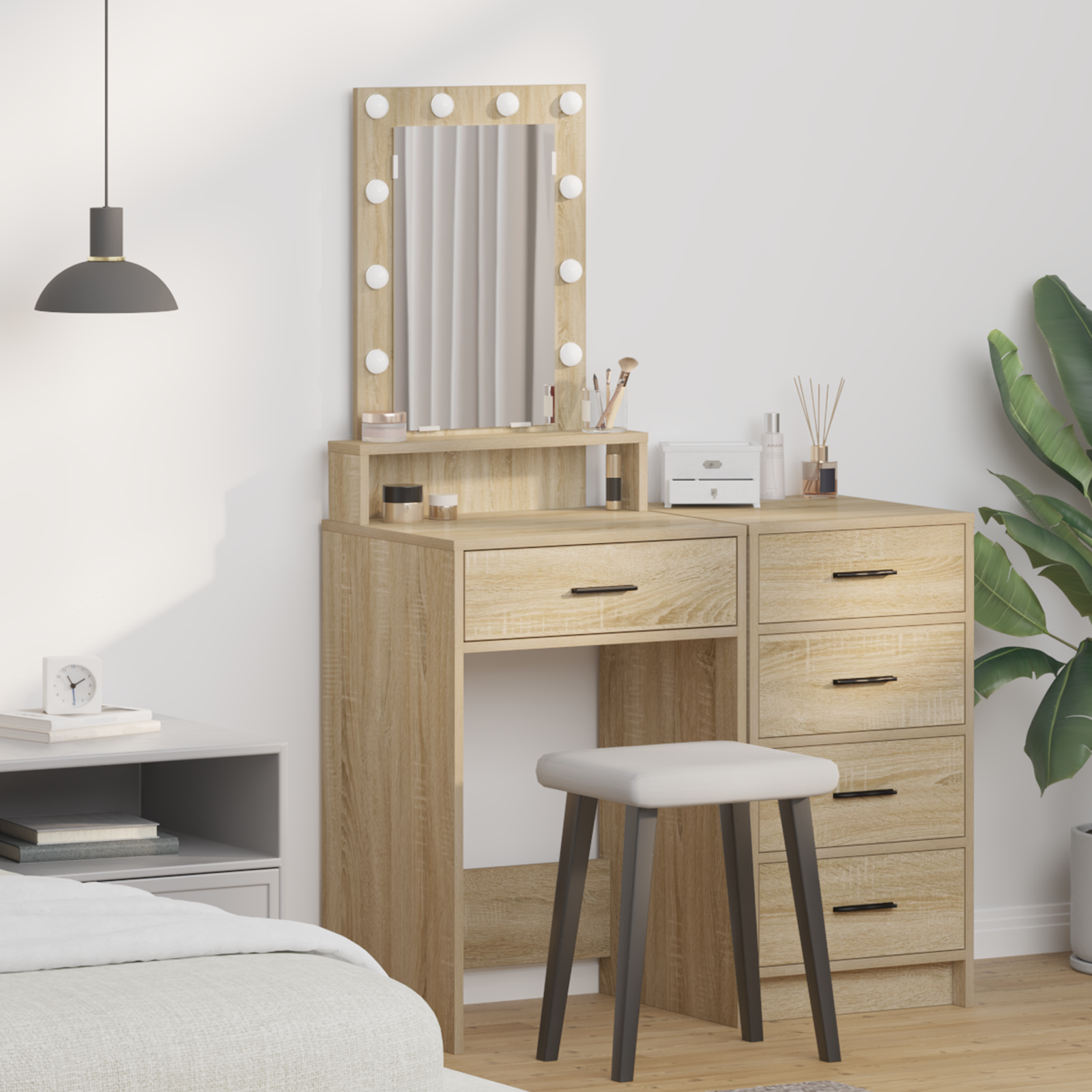 vidaXL Schminktisch mit Speicher Braun 50 x 41 x 140 cm Holzwerkstoff