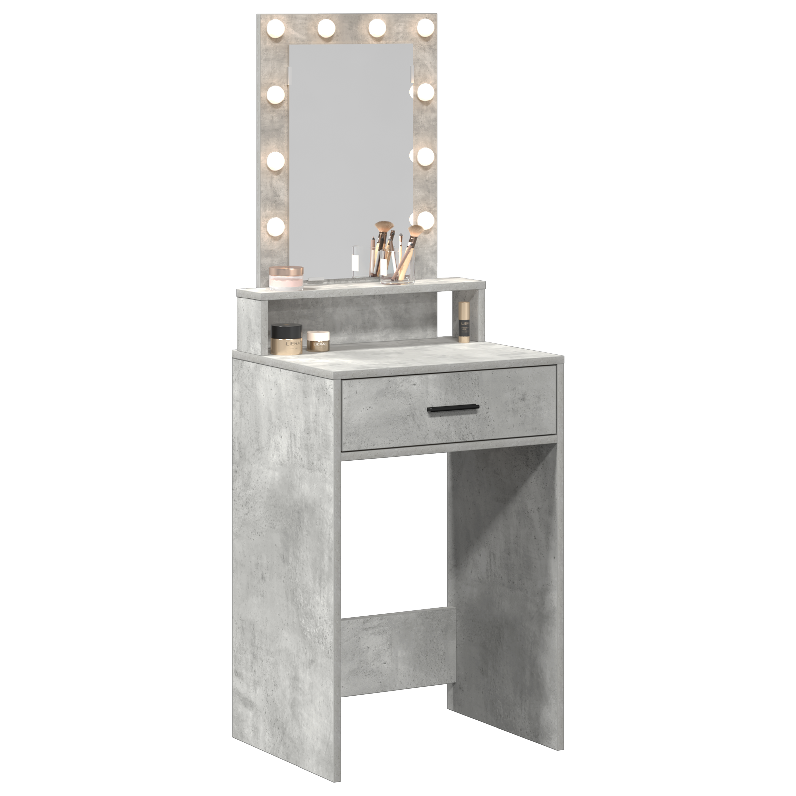 Dressing Table with LED Lights Concrete Grey 50x41x140 cm - Image 3