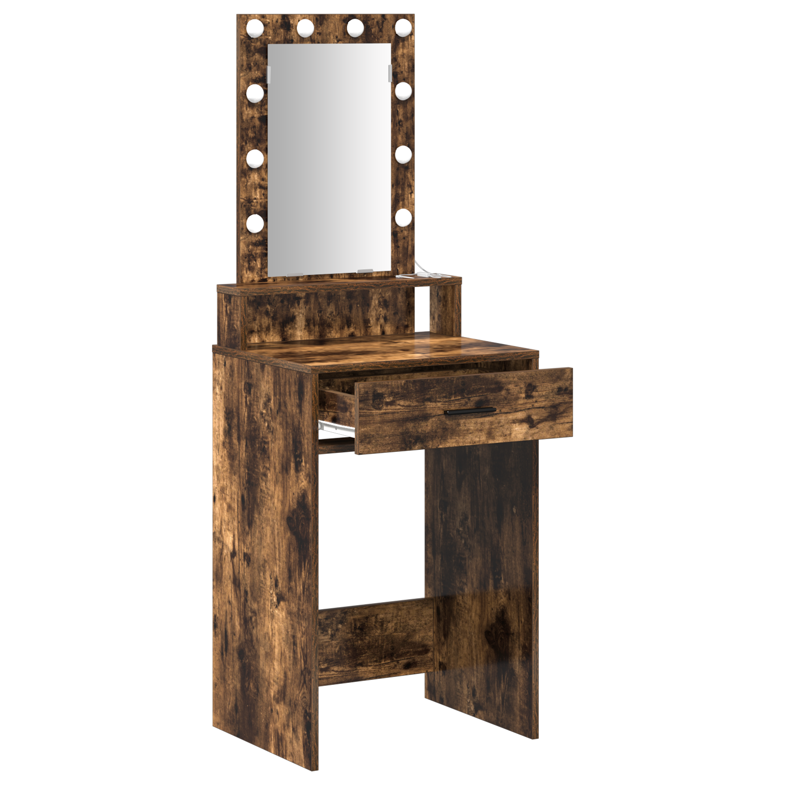 Dressing Table with LED Lights Smoked Oak 50x41x140 cm - Image 4