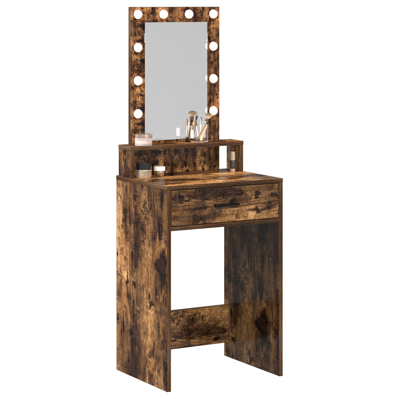 Dressing Table with LED Lights Smoked Oak 50x41x140 cm - Image 3