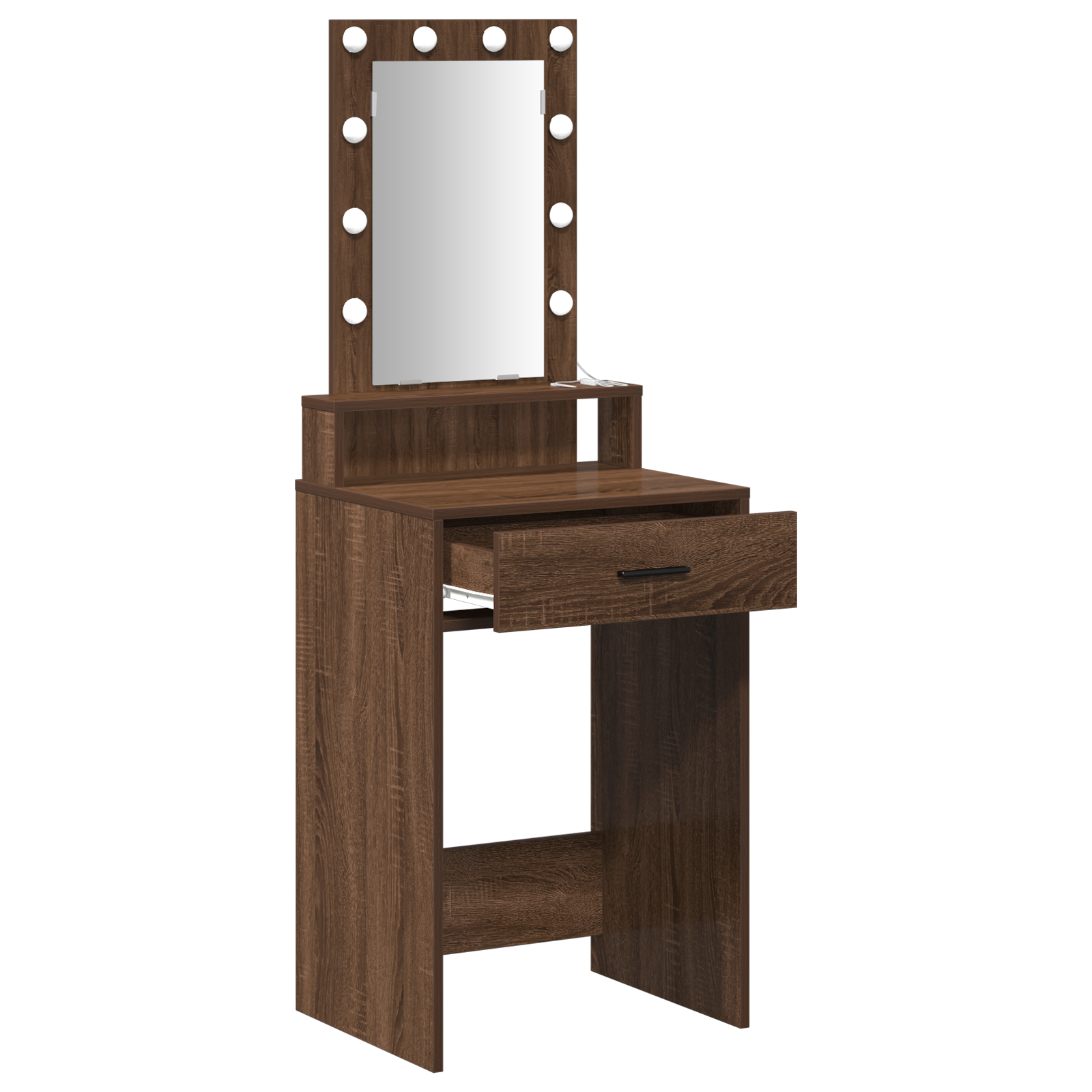 Dressing Table with LED Lights Brown Oak 50x41x140 cm - Image 4
