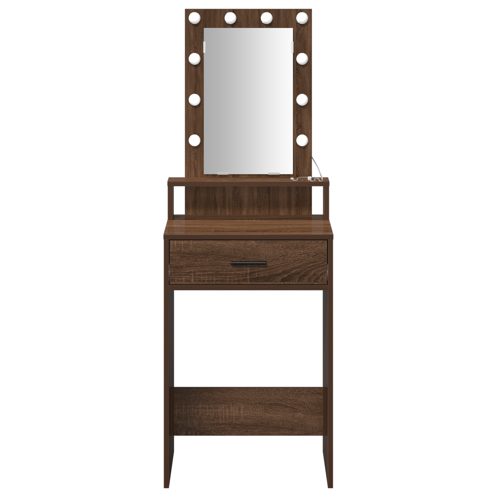 Dressing Table with LED Lights Brown Oak 50x41x140 cm - Image 5