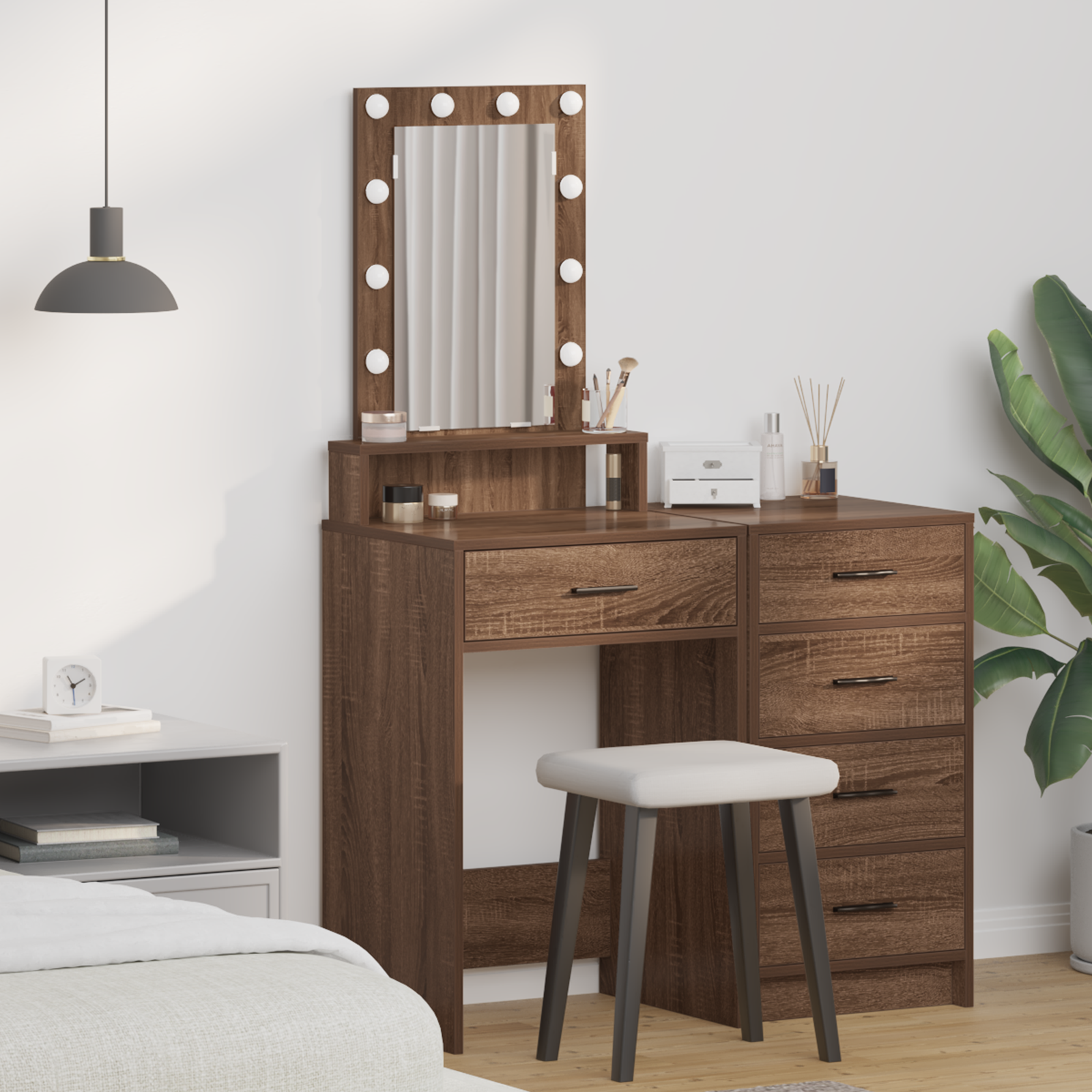 Thumbnail - vidaXL Schminktisch mit Speicher Braun 50 x 41 x 140 cm Holzwerkstoff