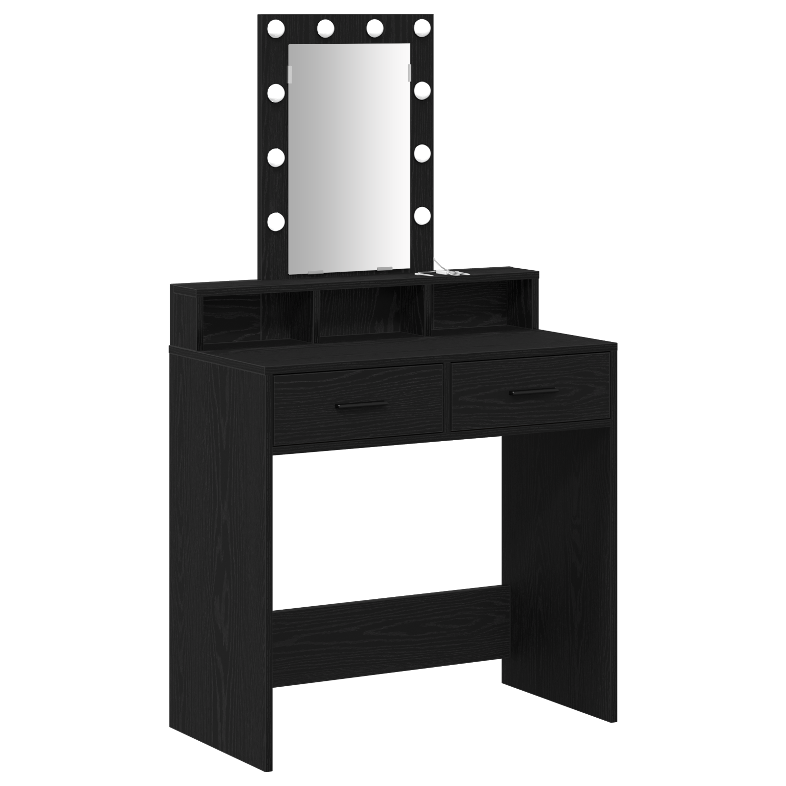 Black Oak Dressing Table with LED Lights - 79x41x140 cm - Image 2