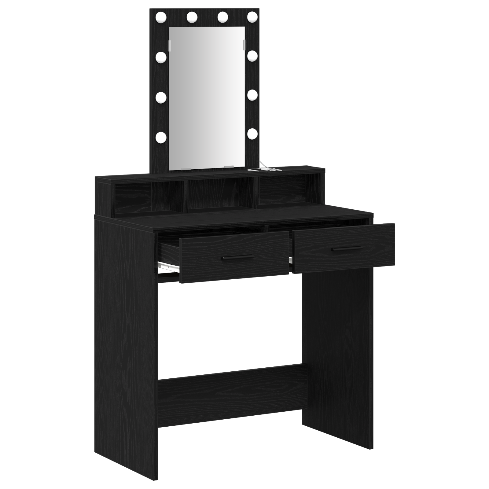Black Oak Dressing Table with LED Lights - 79x41x140 cm - Image 4