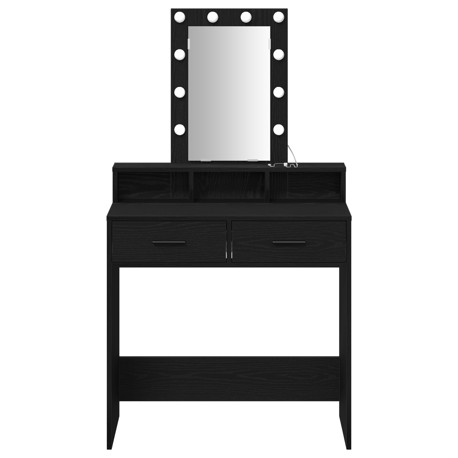 Black Oak Dressing Table with LED Lights - 79x41x140 cm - Image 5