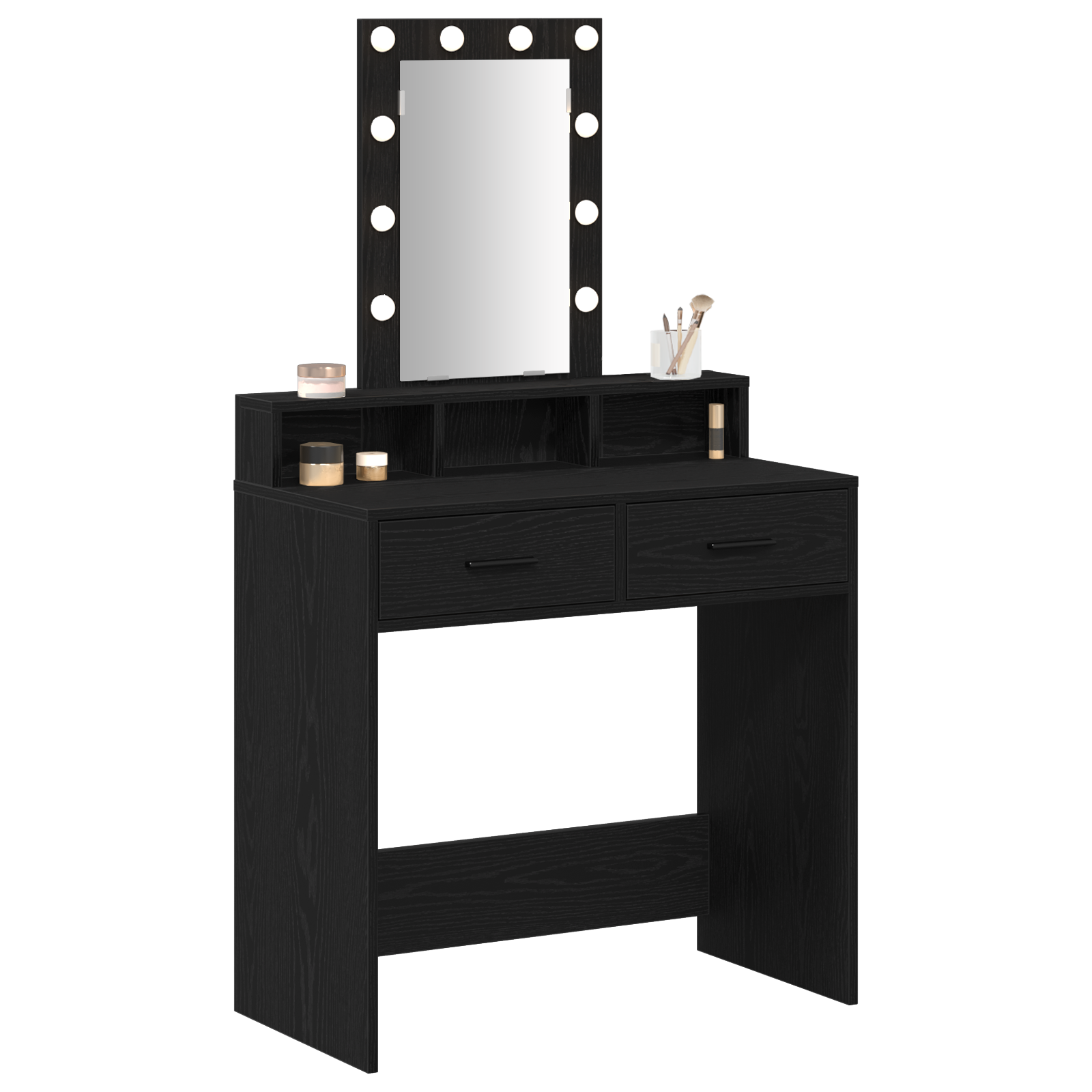 Black Oak Dressing Table with LED Lights - 79x41x140 cm - Image 3