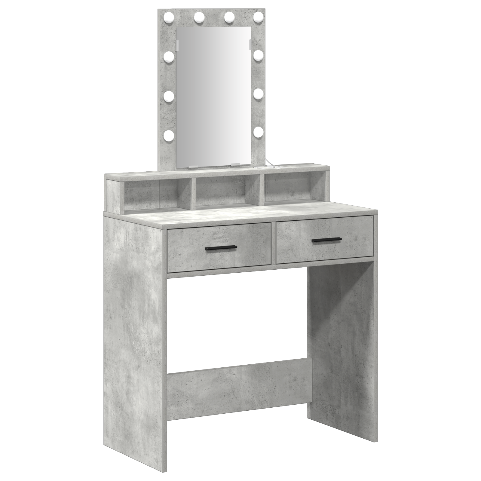 Makeup Table with LED Lights - Concrete Grey, 79x41x140 cm - Image 2