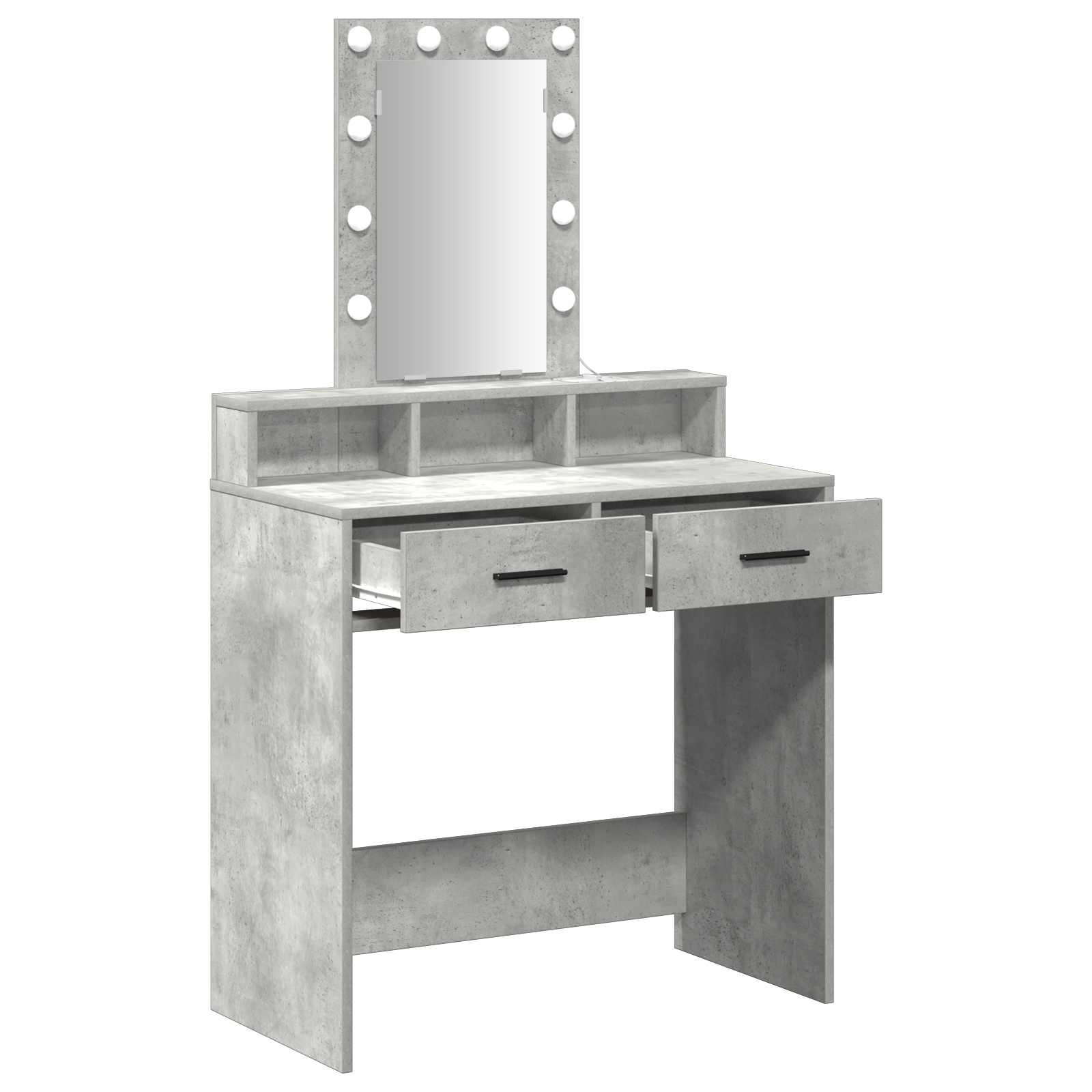 Makeup Table with LED Lights - Concrete Grey, 79x41x140 cm - Image 4