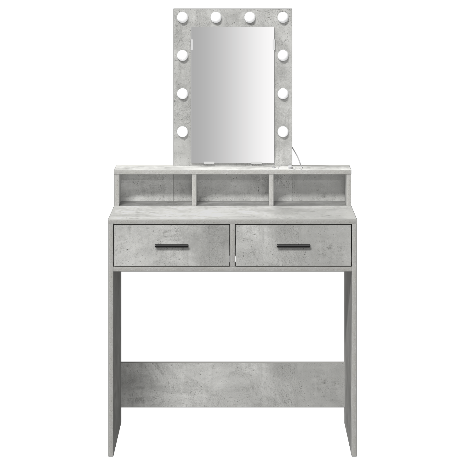 Makeup Table with LED Lights - Concrete Grey, 79x41x140 cm - Image 5