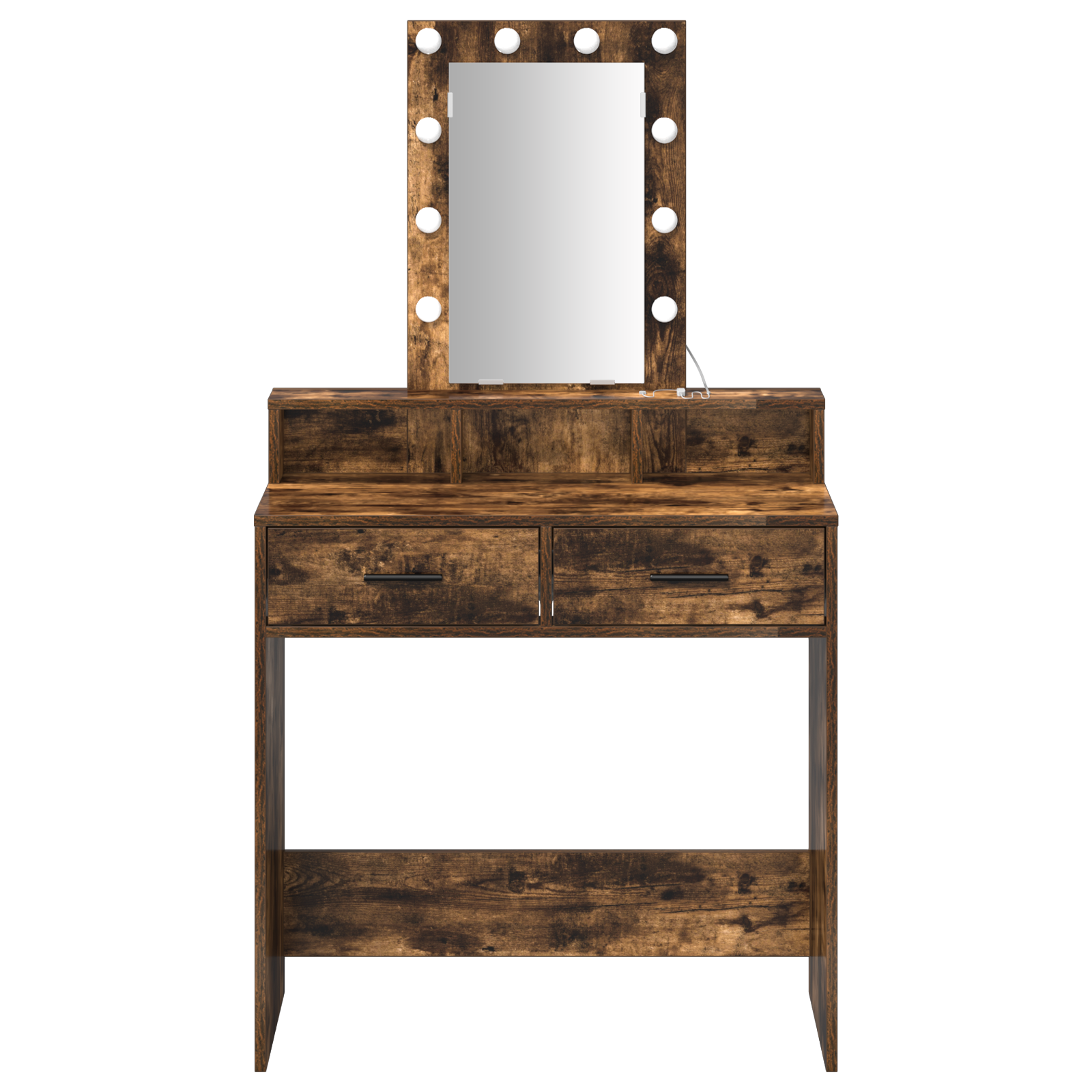 Makeup Table with LED Lights in Smoked Oak - 79x41x140 cm - Image 5