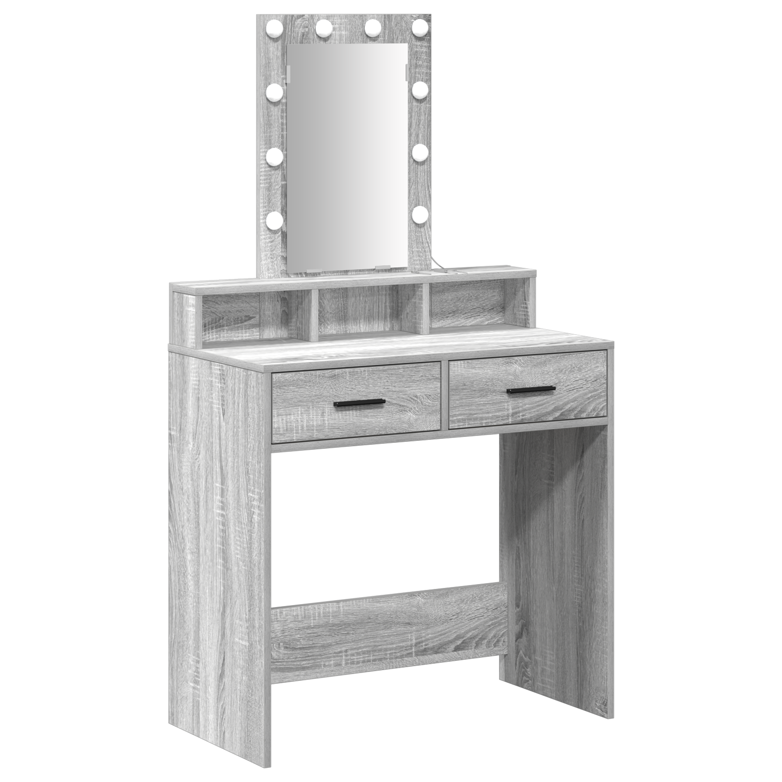 Makeup Table with LED Lights in Grey Sonoma - 79x41x140 cm - Image 2