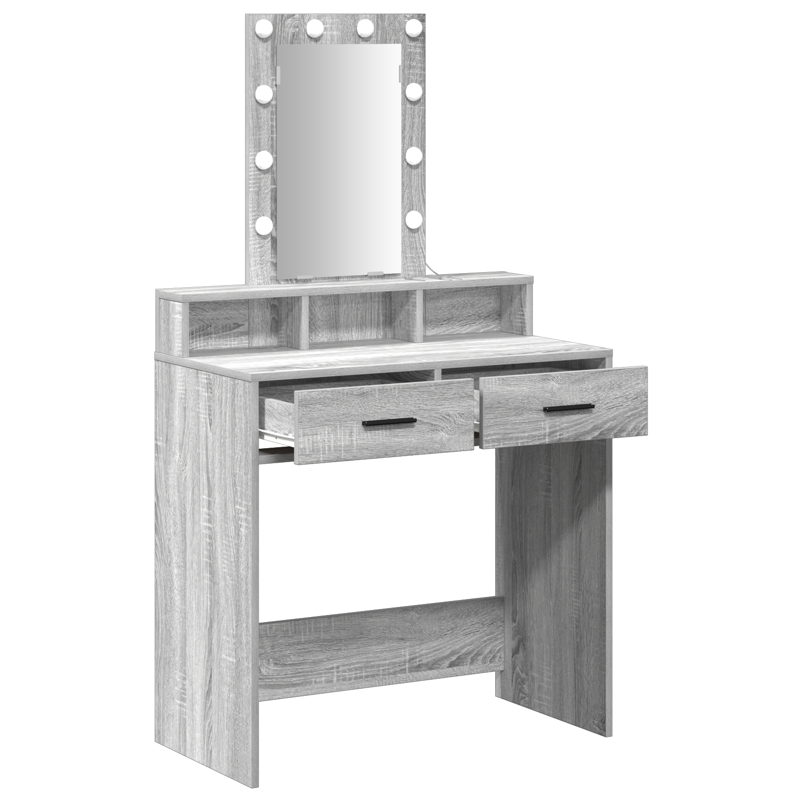 Makeup Table with LED Lights in Grey Sonoma - 79x41x140 cm - Image 4