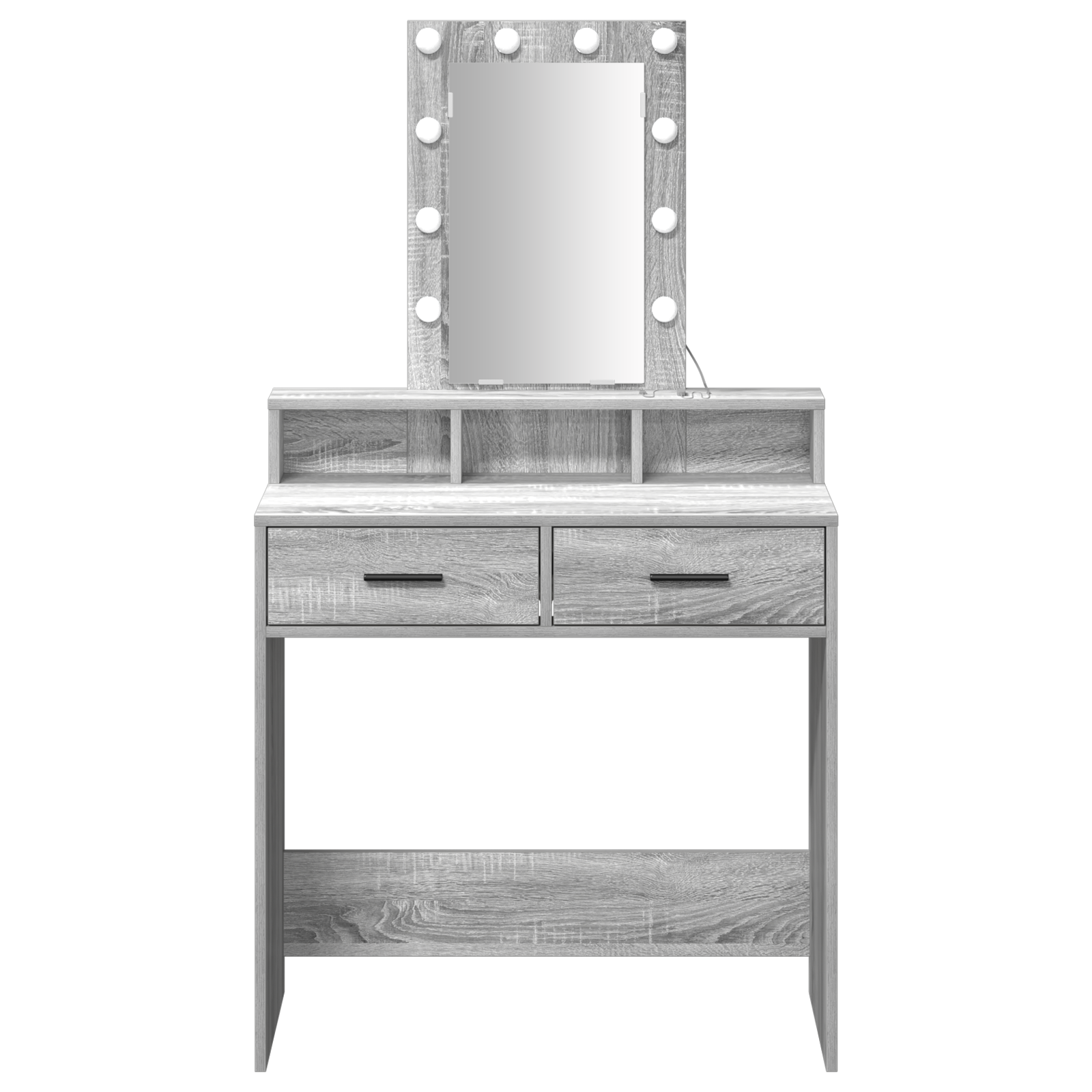 Makeup Table with LED Lights in Grey Sonoma - 79x41x140 cm - Image 5