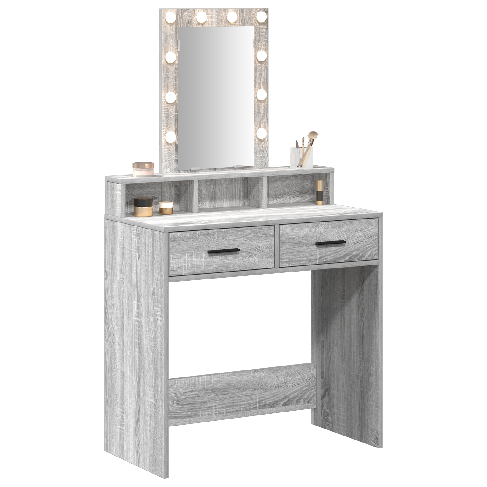 Makeup Table with LED Lights in Grey Sonoma - 79x41x140 cm - Image 3