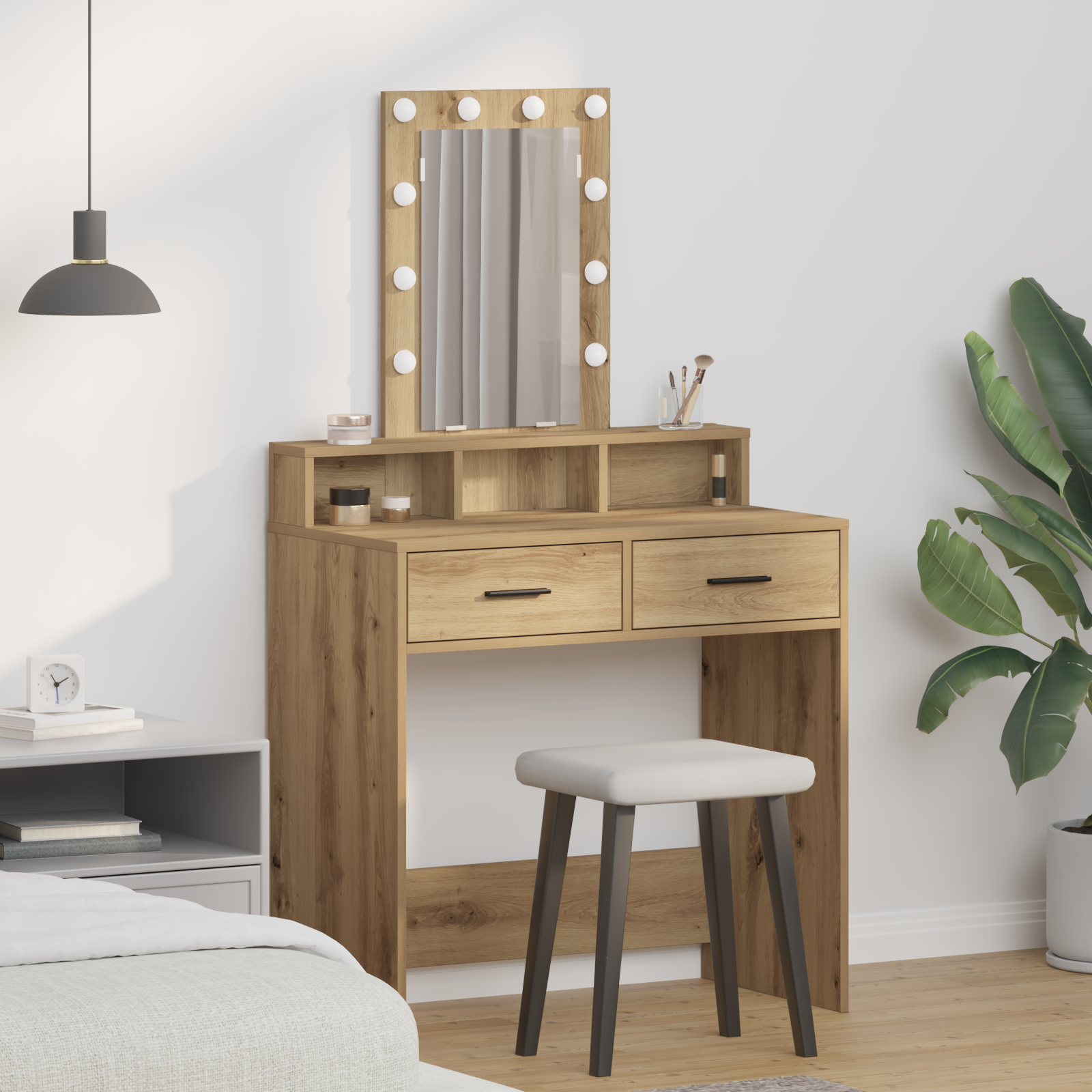 vidaXL Schminktisch mit Speicher Braun 79 x 41 x 140 cm Holzwerkstoff