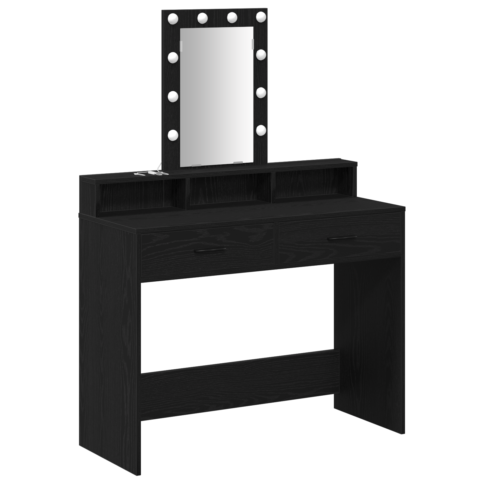 Vanity Table Black oak Engineered wood 100 x 41 x 140 cm Mirror - Image 2