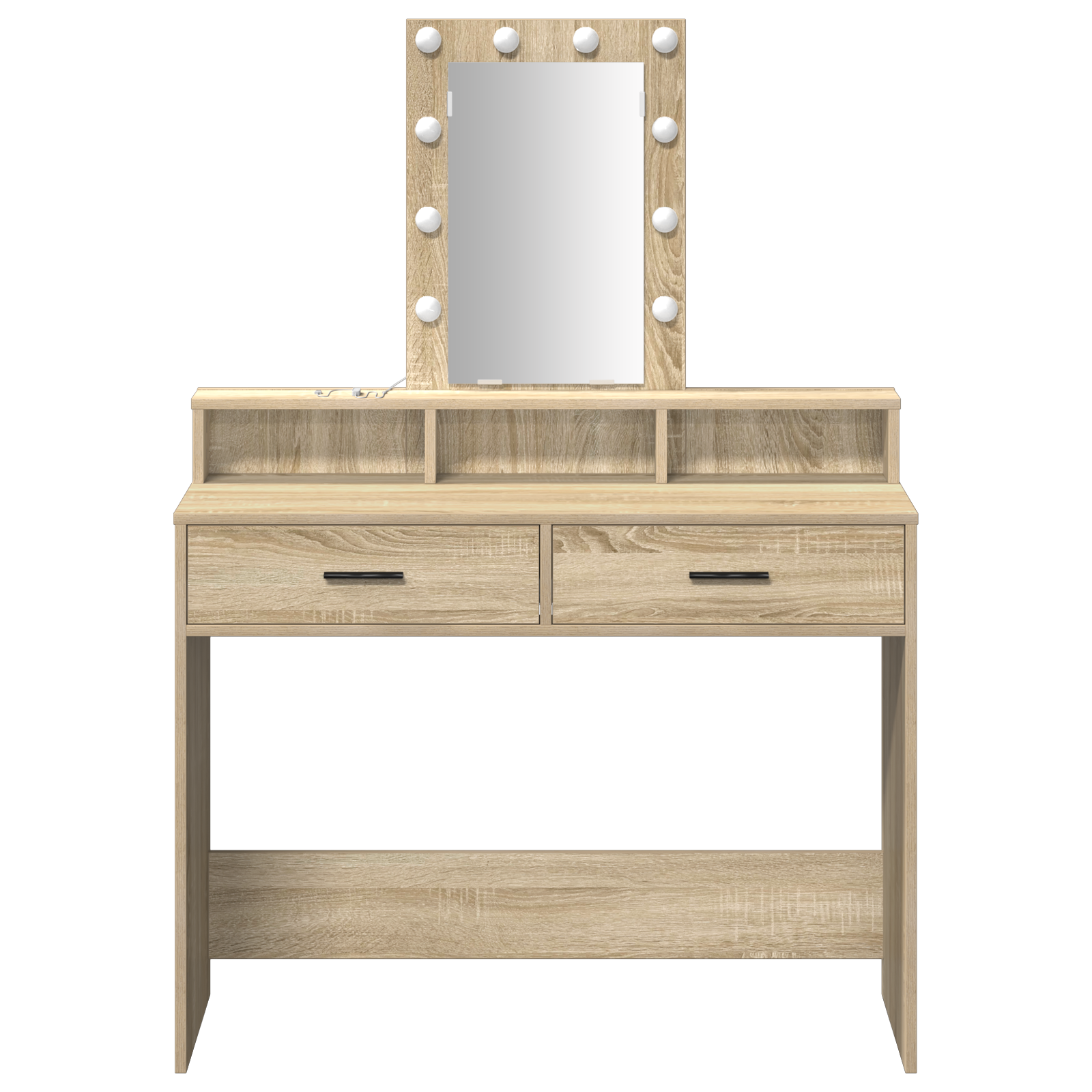 Dressing Table with LED Lights Sonoma Oak 100x41x140 cm - Image 5