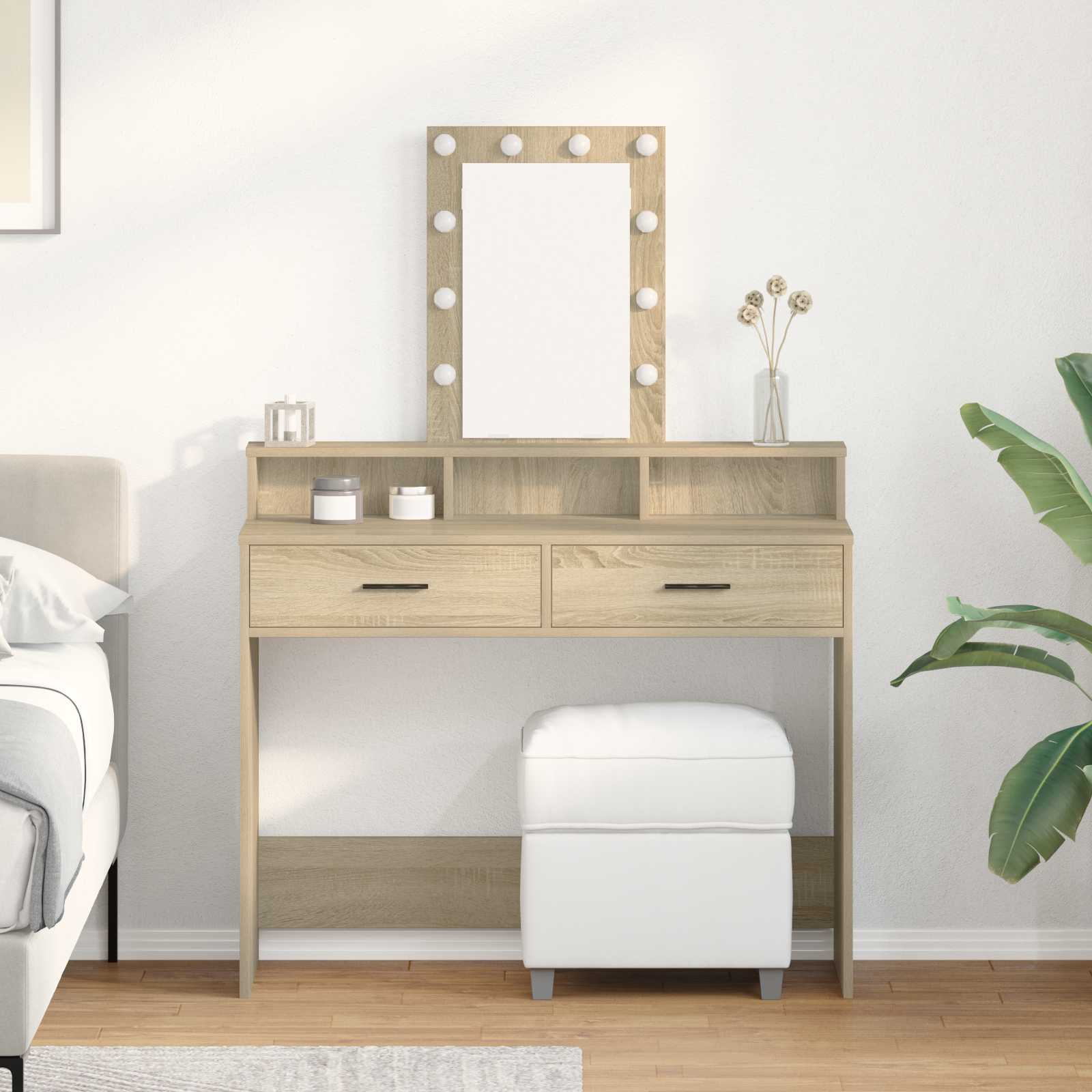 Thumbnail - vidaXL Schminktisch mit Speicher Braun 100 x 41 x 140 cm Holzwerkstoff