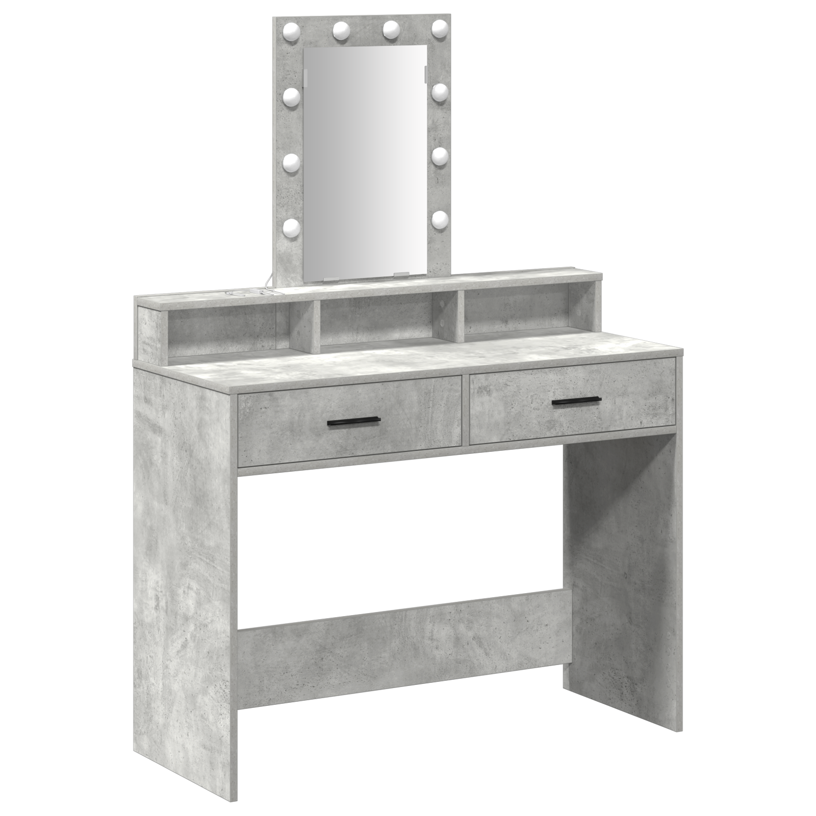 Dressing Table with LED Lights Concrete Grey 100x41x140 cm - Image 2
