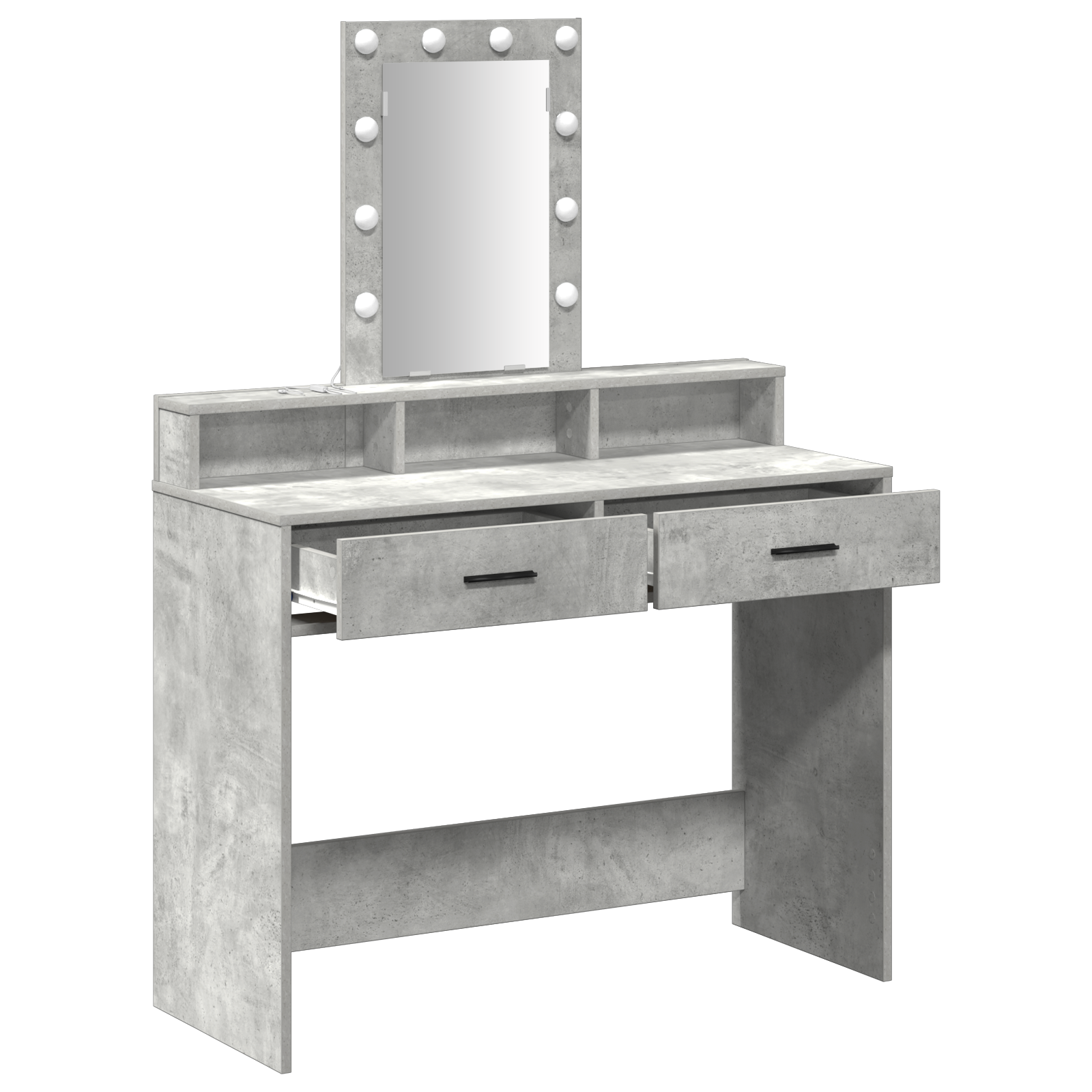Dressing Table with LED Lights Concrete Grey 100x41x140 cm - Image 4