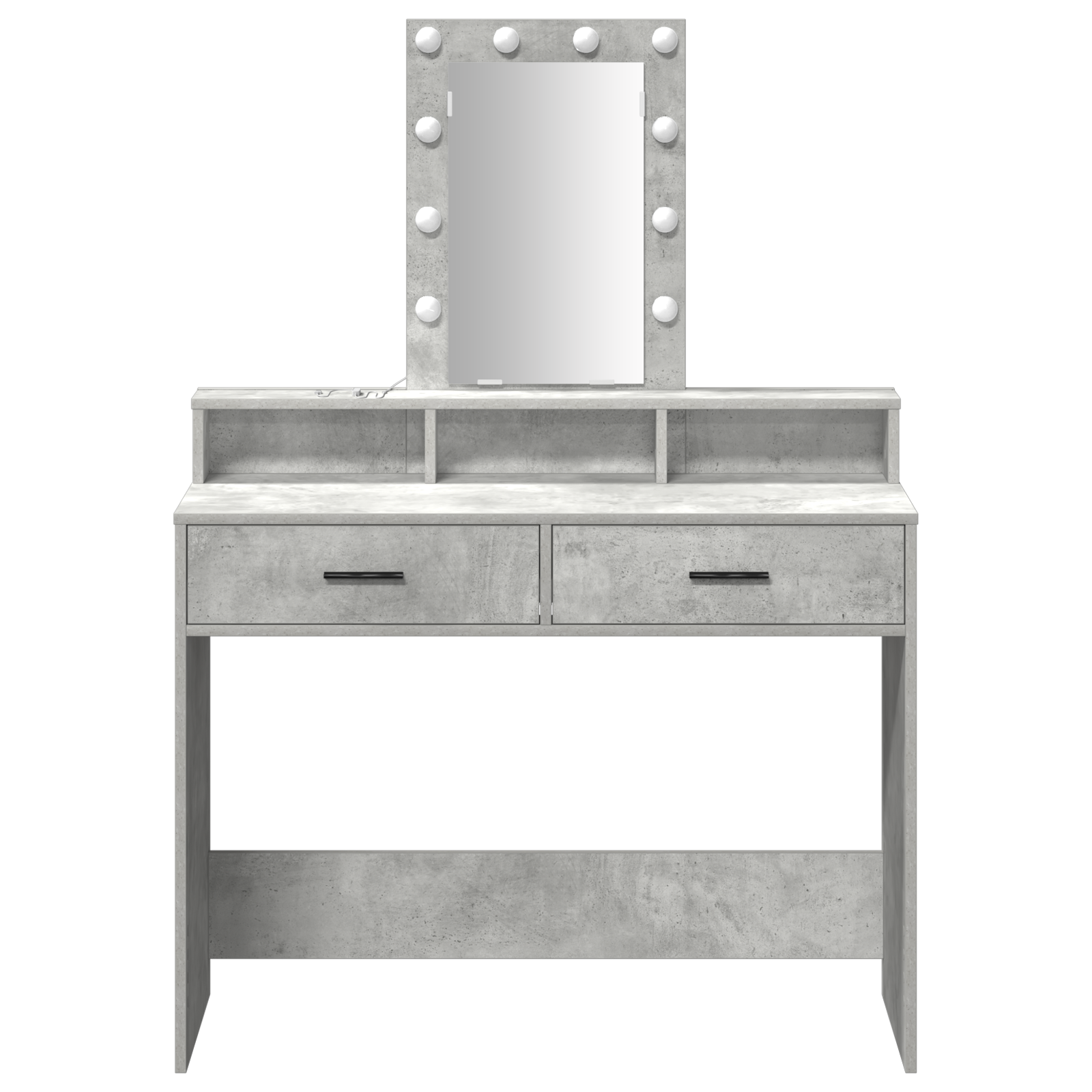 Dressing Table with LED Lights Concrete Grey 100x41x140 cm - Image 5