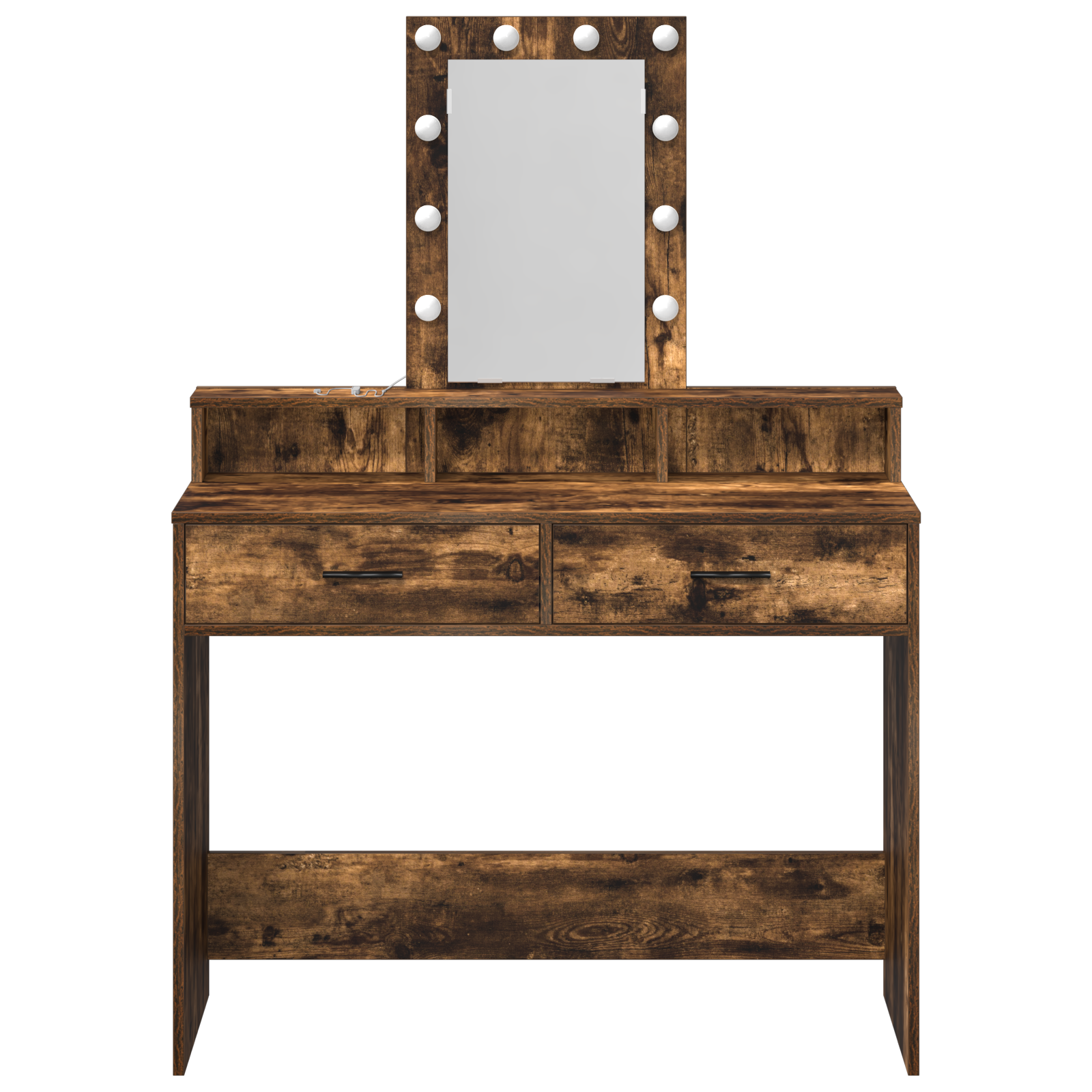 Dressing Table with LED Lights Smoked Oak 100x41x140 cm - Image 5