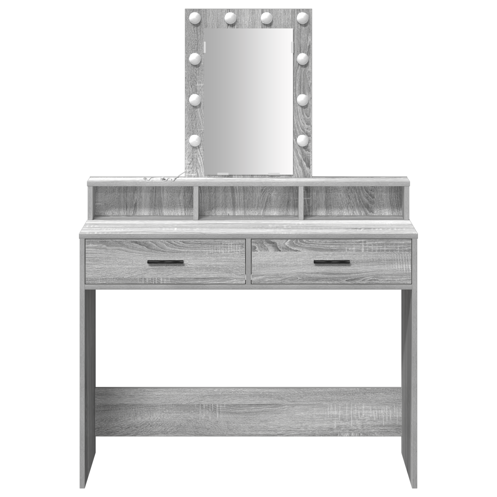 Dressing Table with LED Lights Grey Sonoma 100x41x140 cm - Image 5